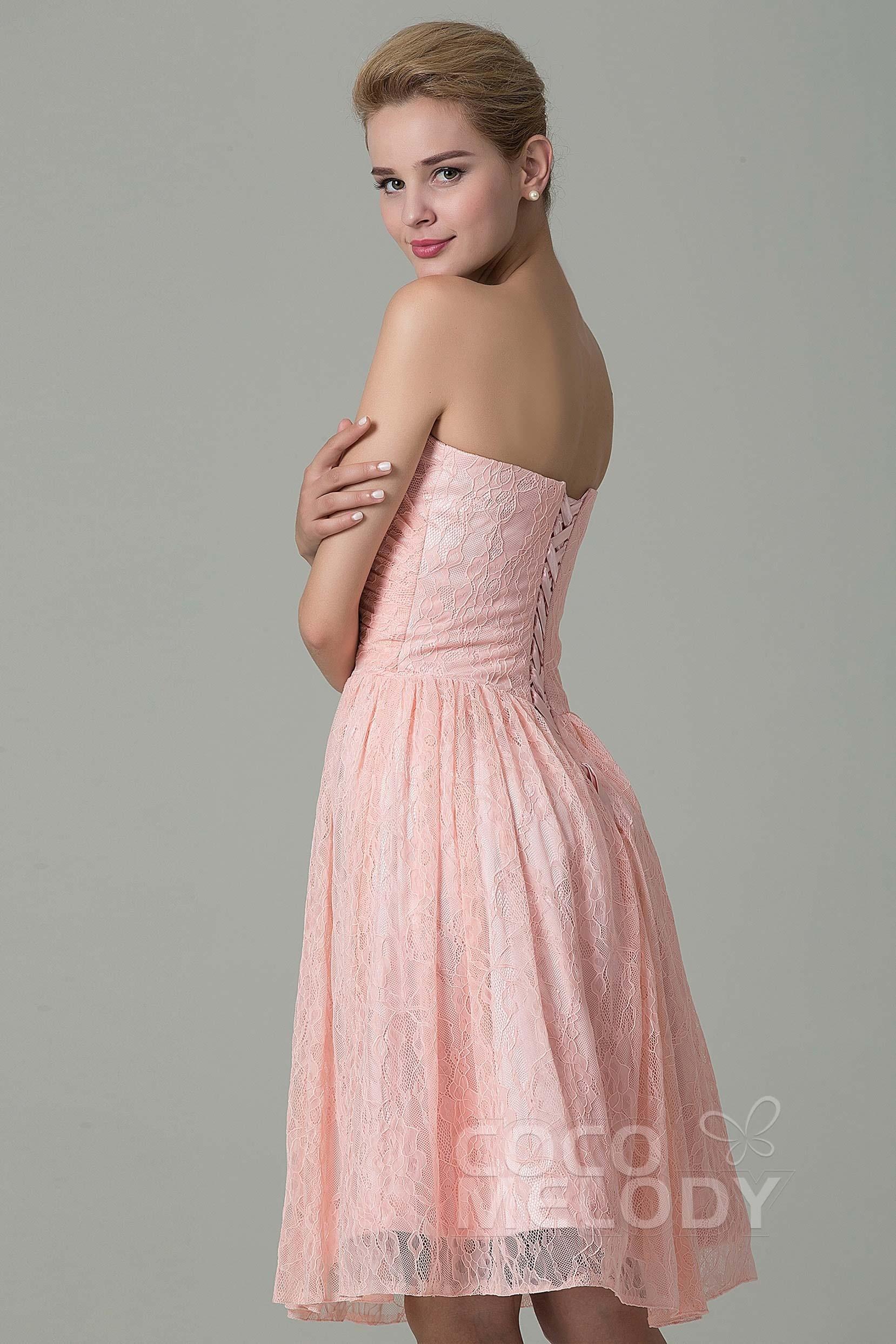 A-Line Knee Length Lace Bridesmaid Dress COZK16008 - COCOMELODY