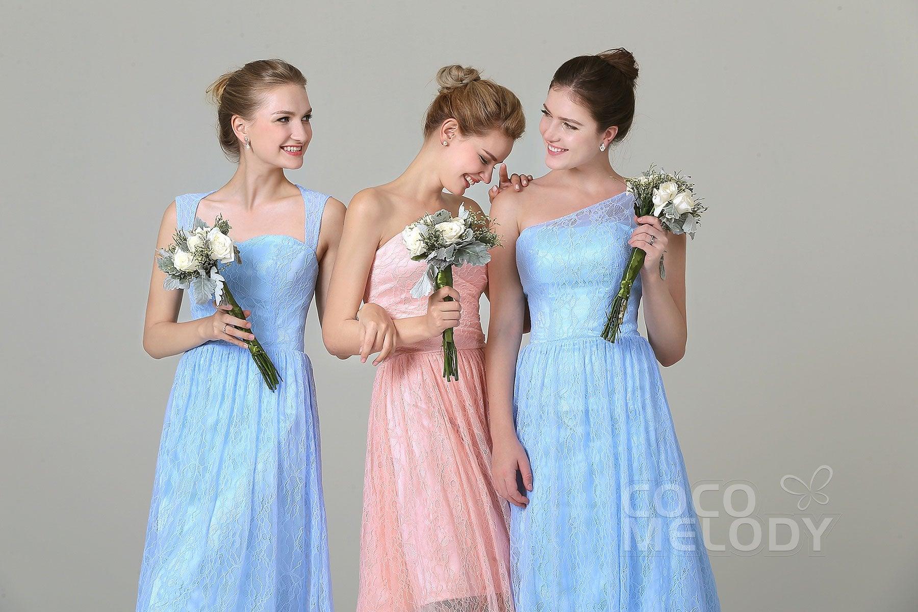 A-Line Knee Length Lace Bridesmaid Dress COZK16009 - COCOMELODY