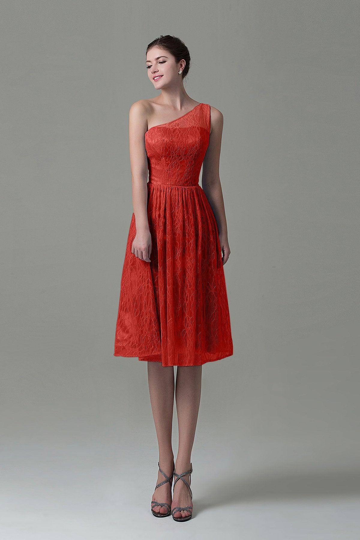 A-Line Knee Length Lace Bridesmaid Dress COZK16009 - COCOMELODY