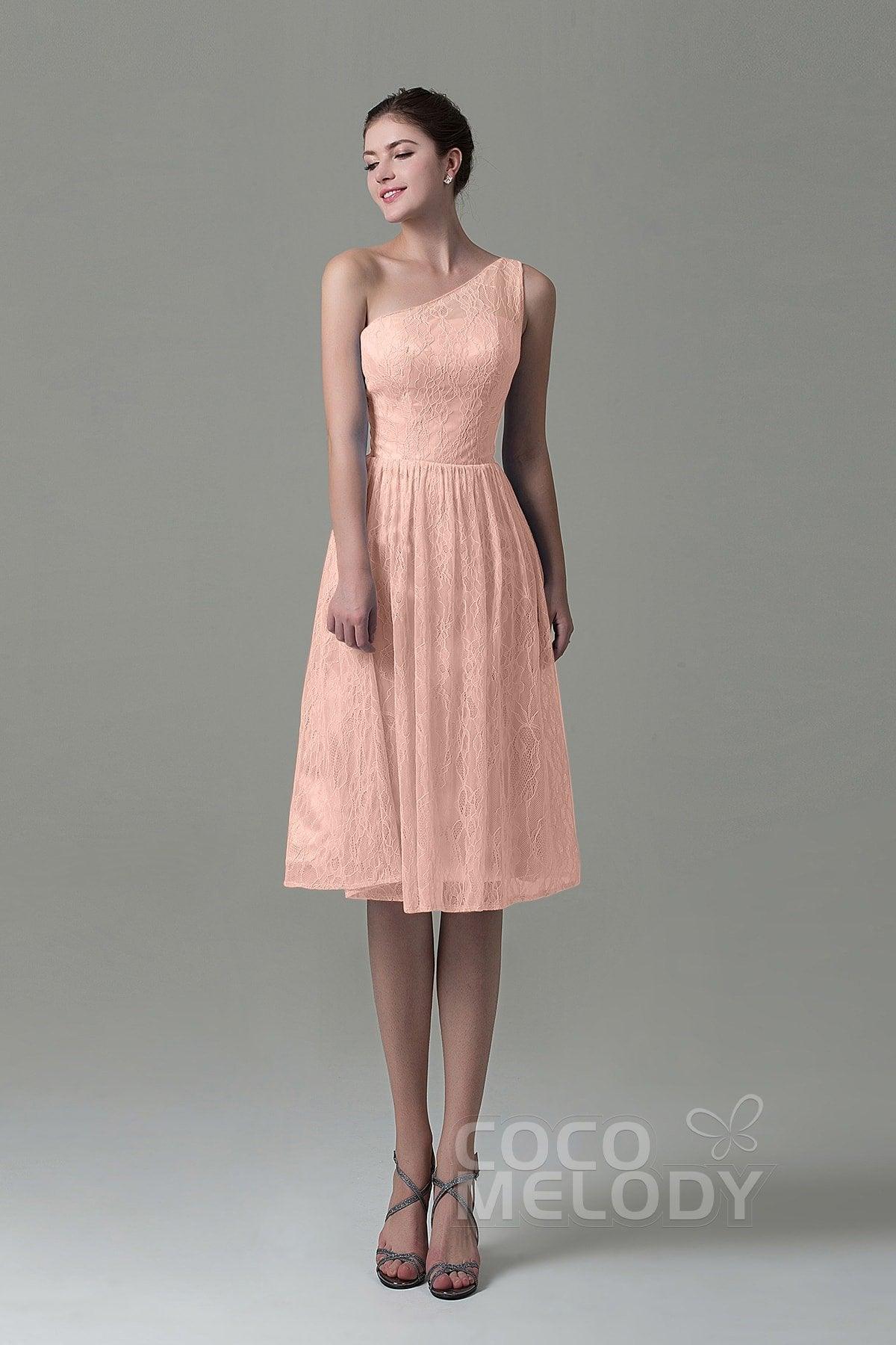 A-Line Knee Length Lace Bridesmaid Dress COZK16009 - COCOMELODY