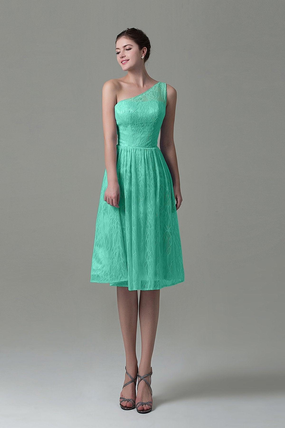 A-Line Knee Length Lace Bridesmaid Dress COZK16009 - COCOMELODY