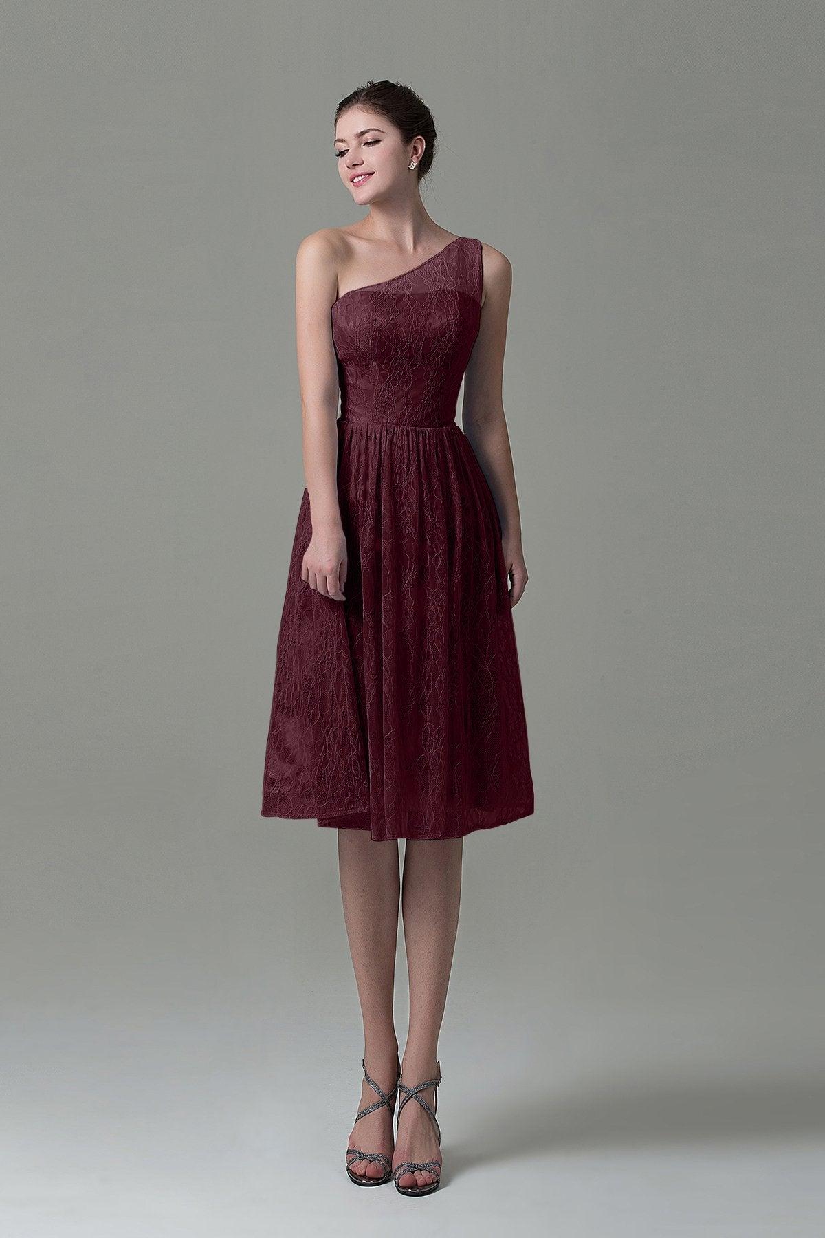 A-Line Knee Length Lace Bridesmaid Dress COZK16009 - COCOMELODY