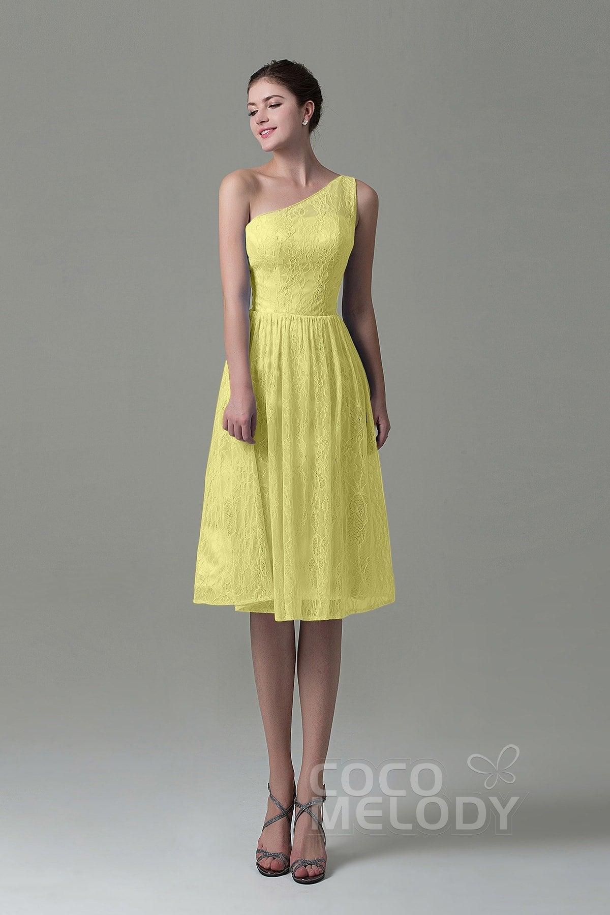 A-Line Knee Length Lace Bridesmaid Dress COZK16009 - COCOMELODY