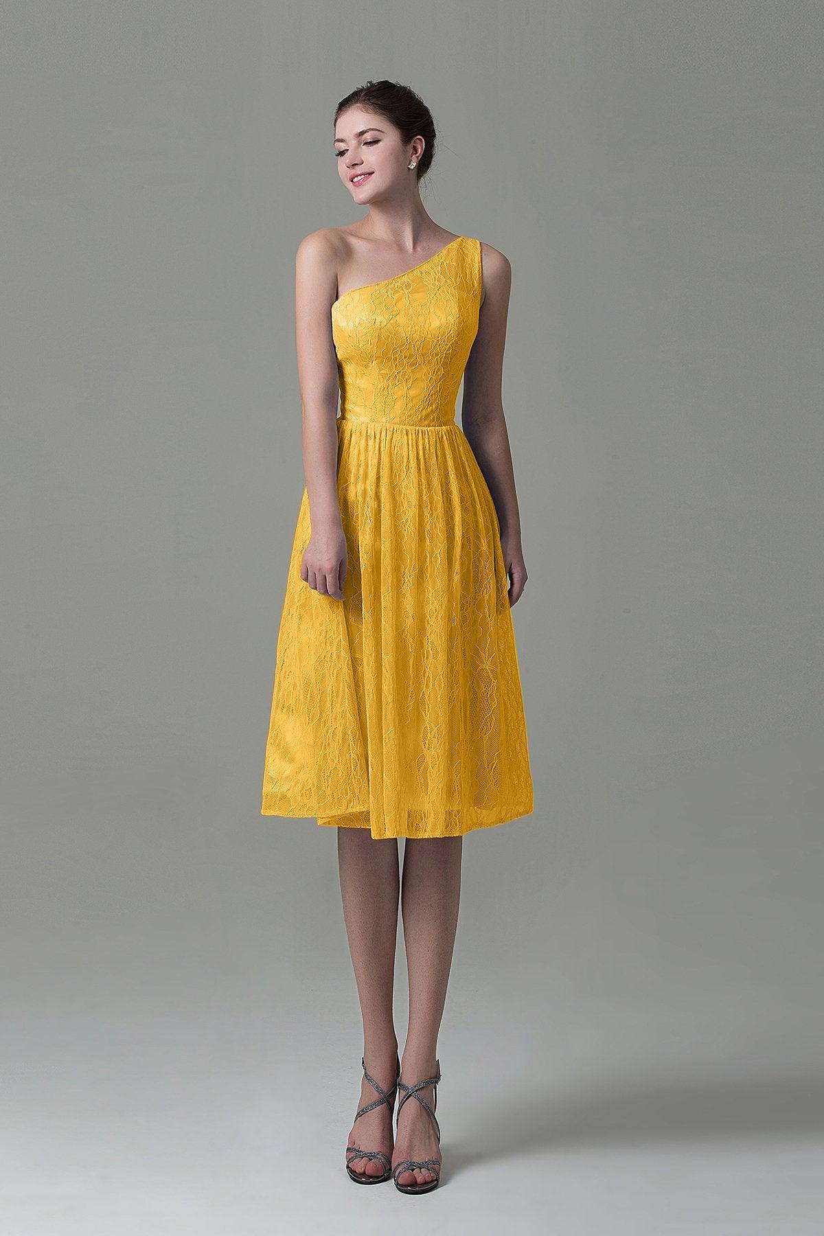 A-Line Knee Length Lace Bridesmaid Dress COZK16009 - COCOMELODY