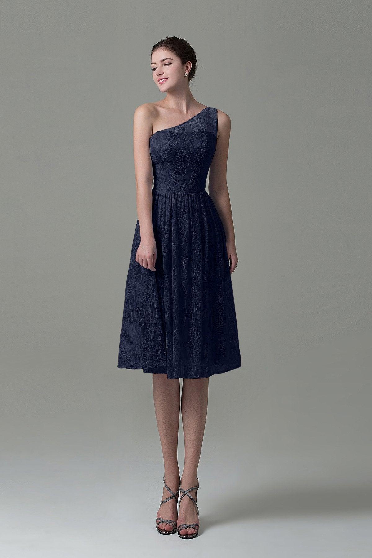 A-Line Knee Length Lace Bridesmaid Dress COZK16009 - COCOMELODY