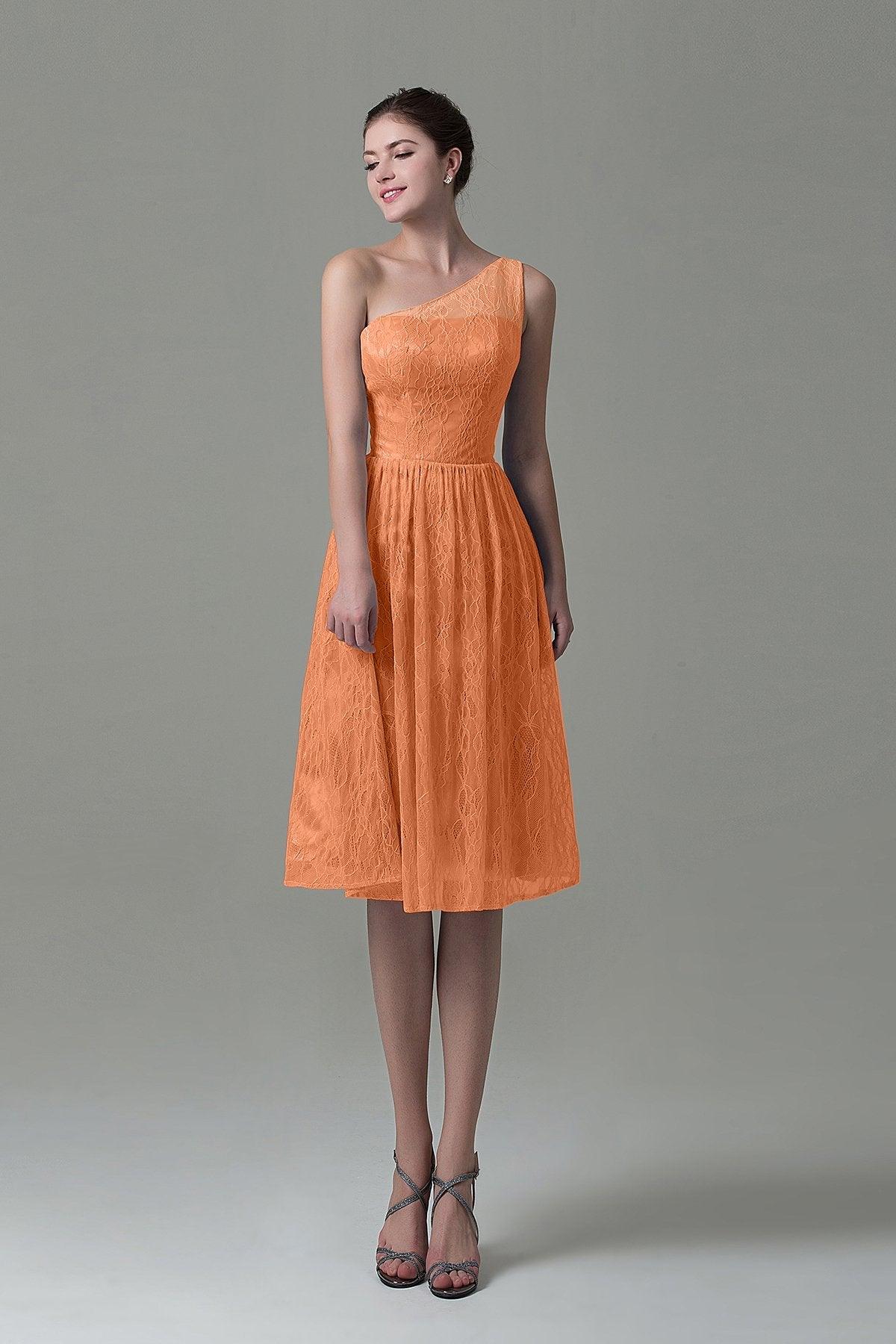 A-Line Knee Length Lace Bridesmaid Dress COZK16009 - COCOMELODY