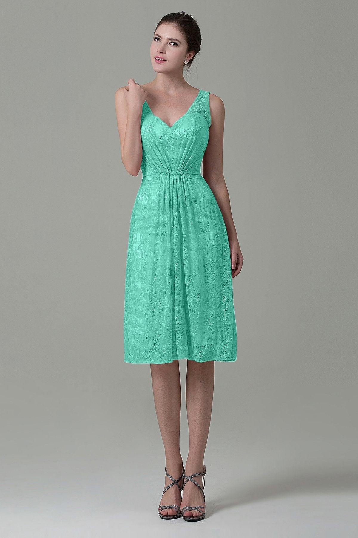 Sheath-Column Knee Length Lace Bridesmaid Dress COZK16010 - COCOMELODY