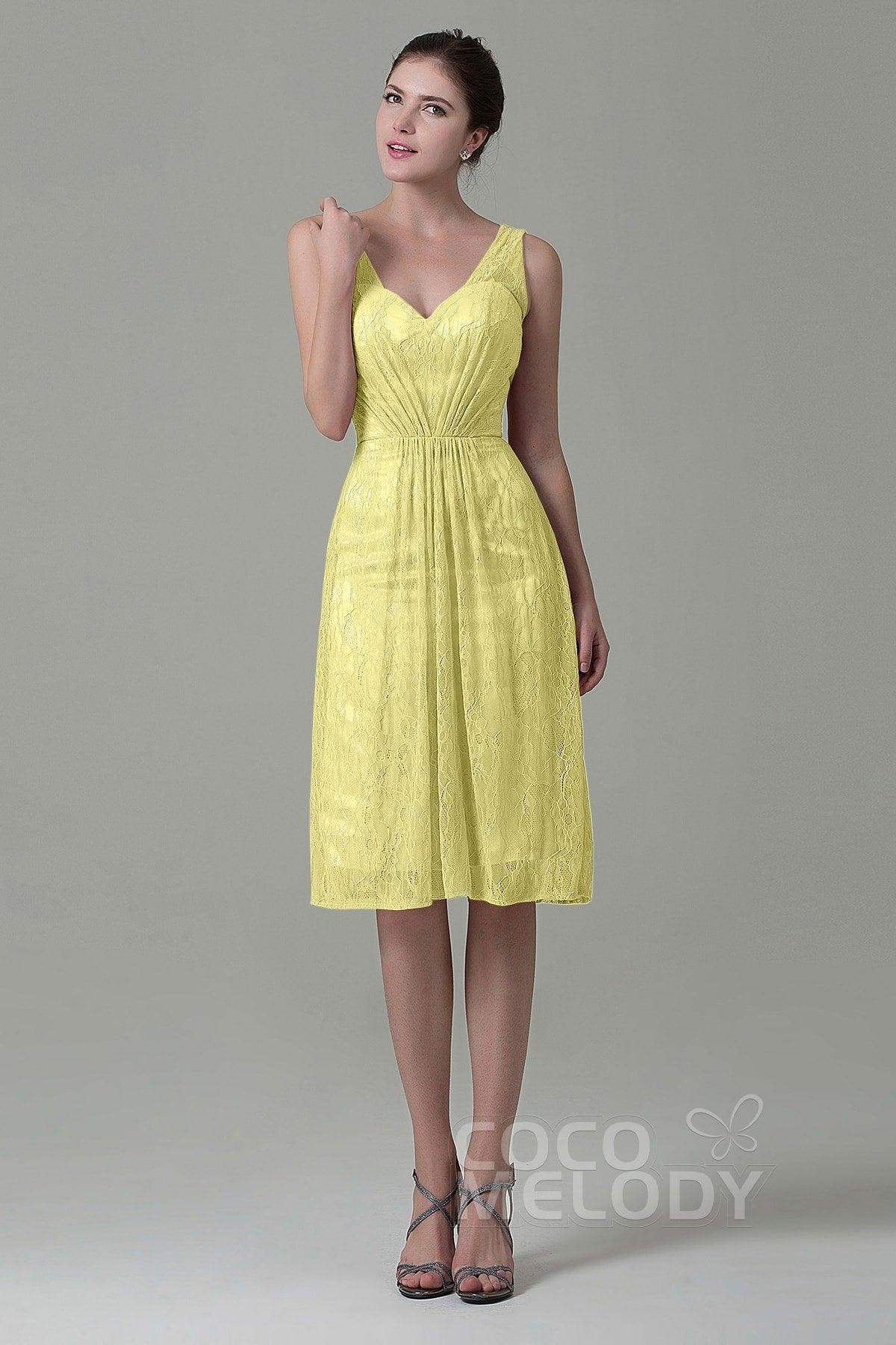Sheath-Column Knee Length Lace Bridesmaid Dress COZK16010 - COCOMELODY
