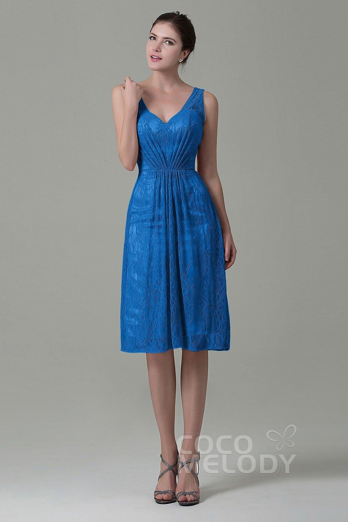 Sheath-Column Knee Length Lace Bridesmaid Dress COZK16010 - COCOMELODY