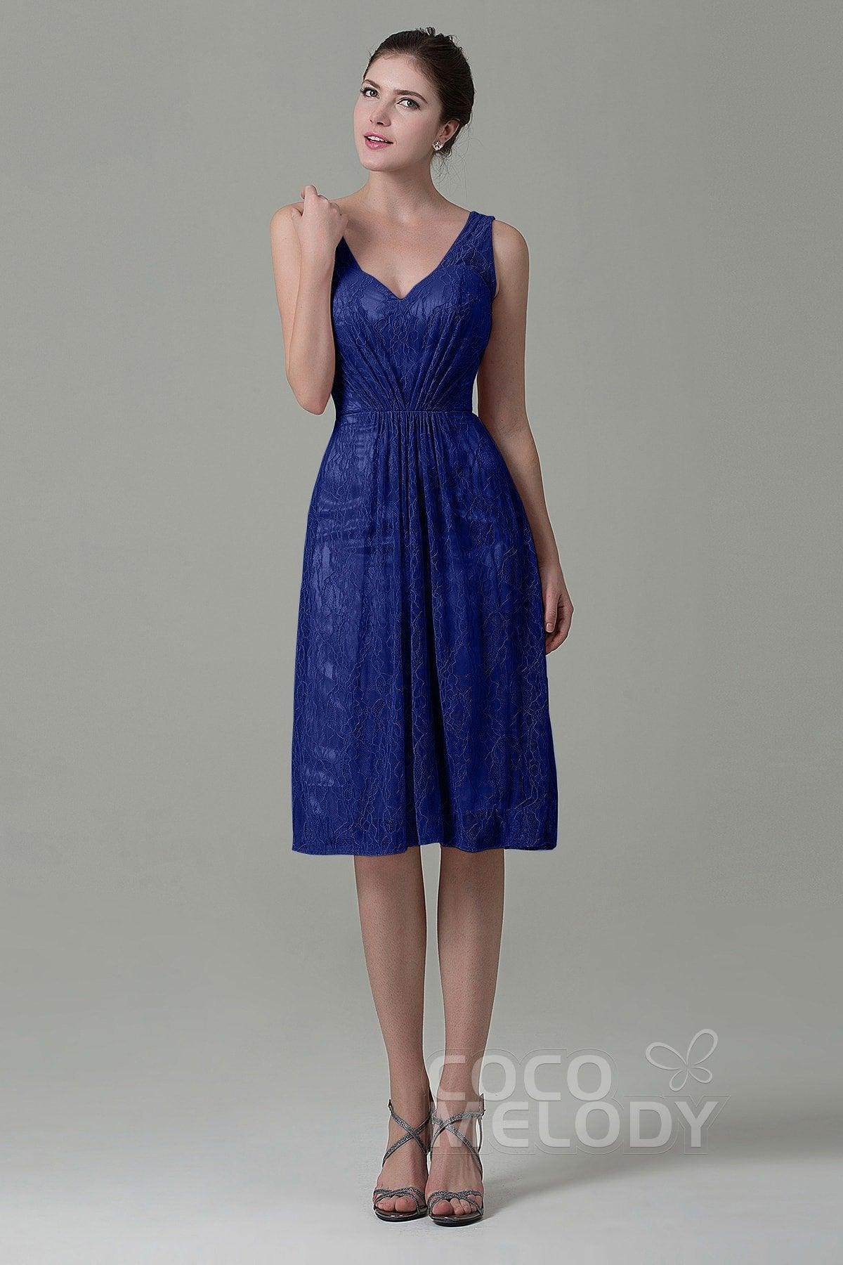 Sheath-Column Knee Length Lace Bridesmaid Dress COZK16010 - COCOMELODY