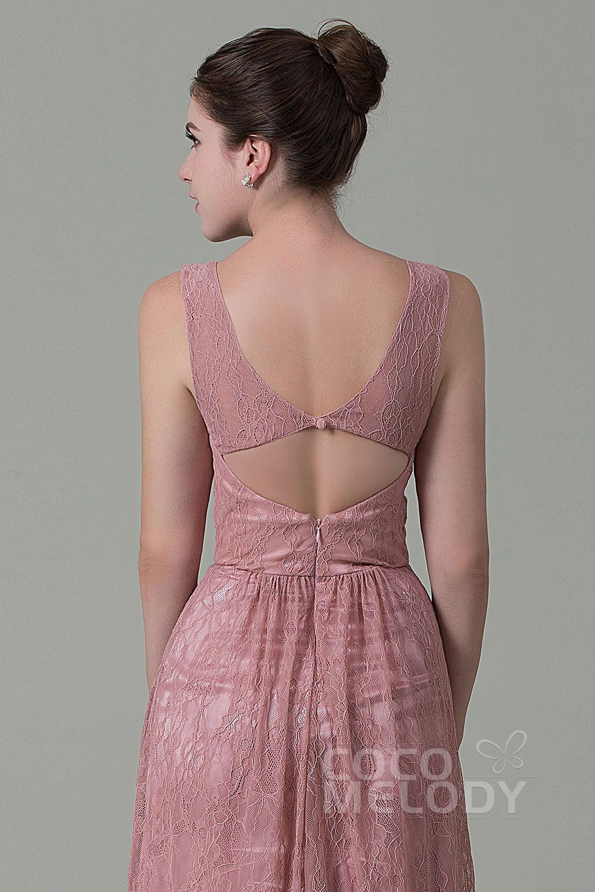 Sheath-Column Knee Length Lace Bridesmaid Dress COZK16010 - COCOMELODY
