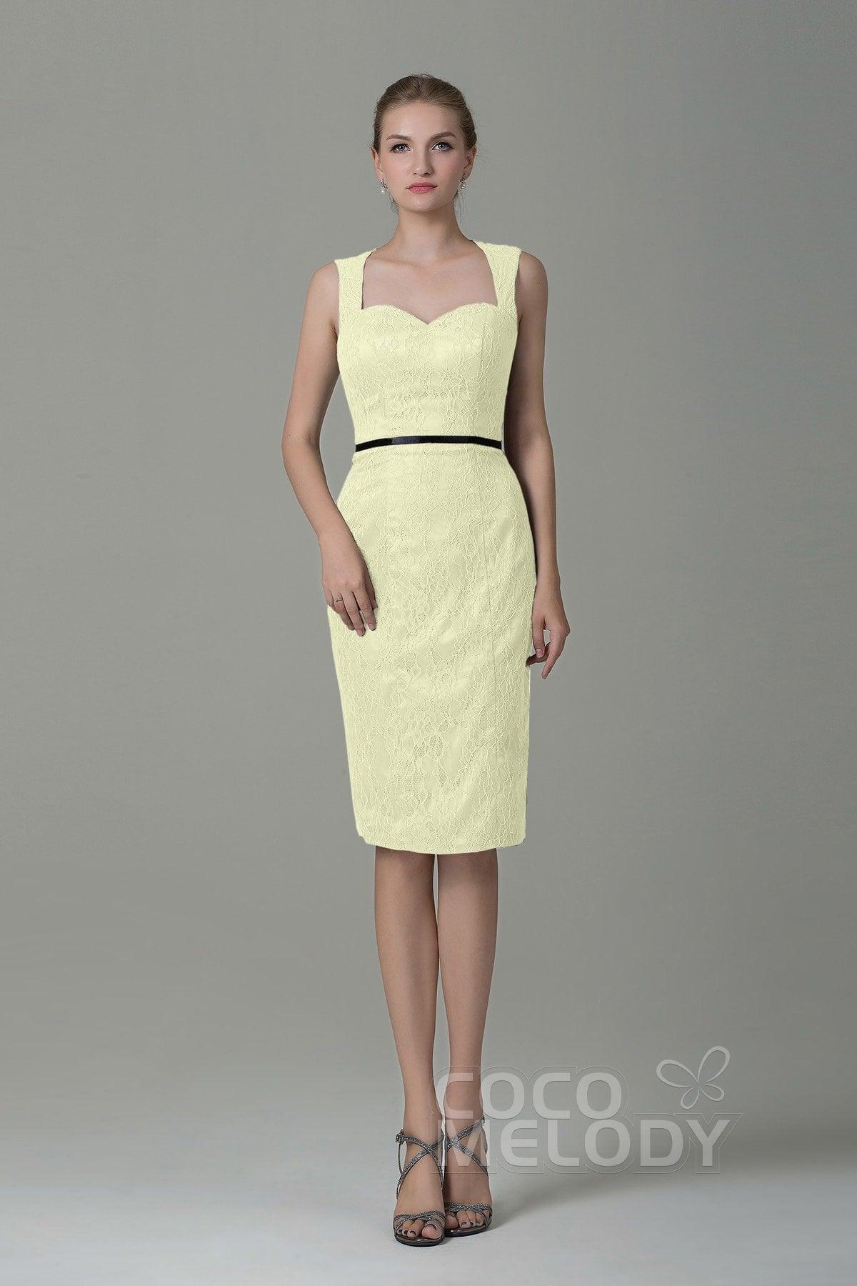 Sheath-Column Knee Length Lace Bridesmaid Dress COZK16011 - COCOMELODY