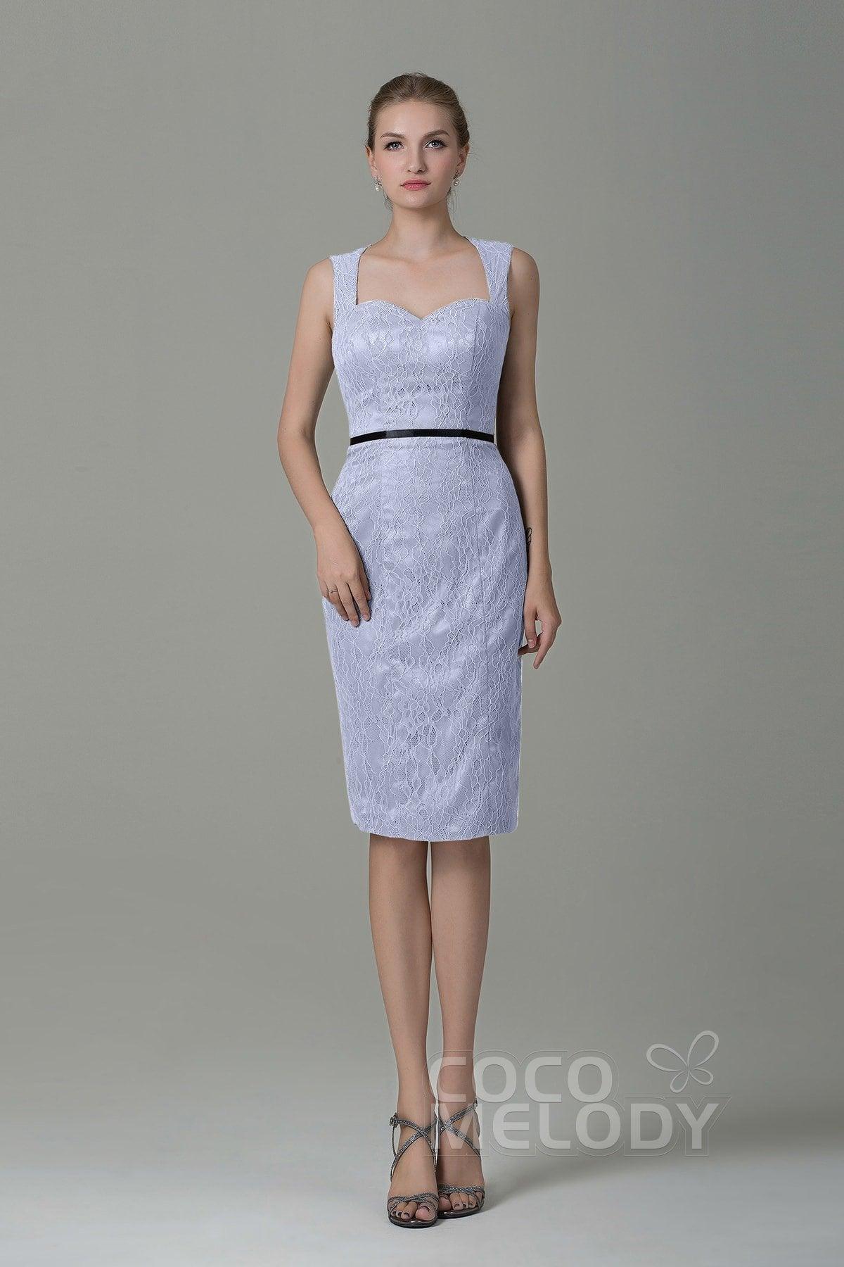 Sheath-Column Knee Length Lace Bridesmaid Dress COZK16011 - COCOMELODY