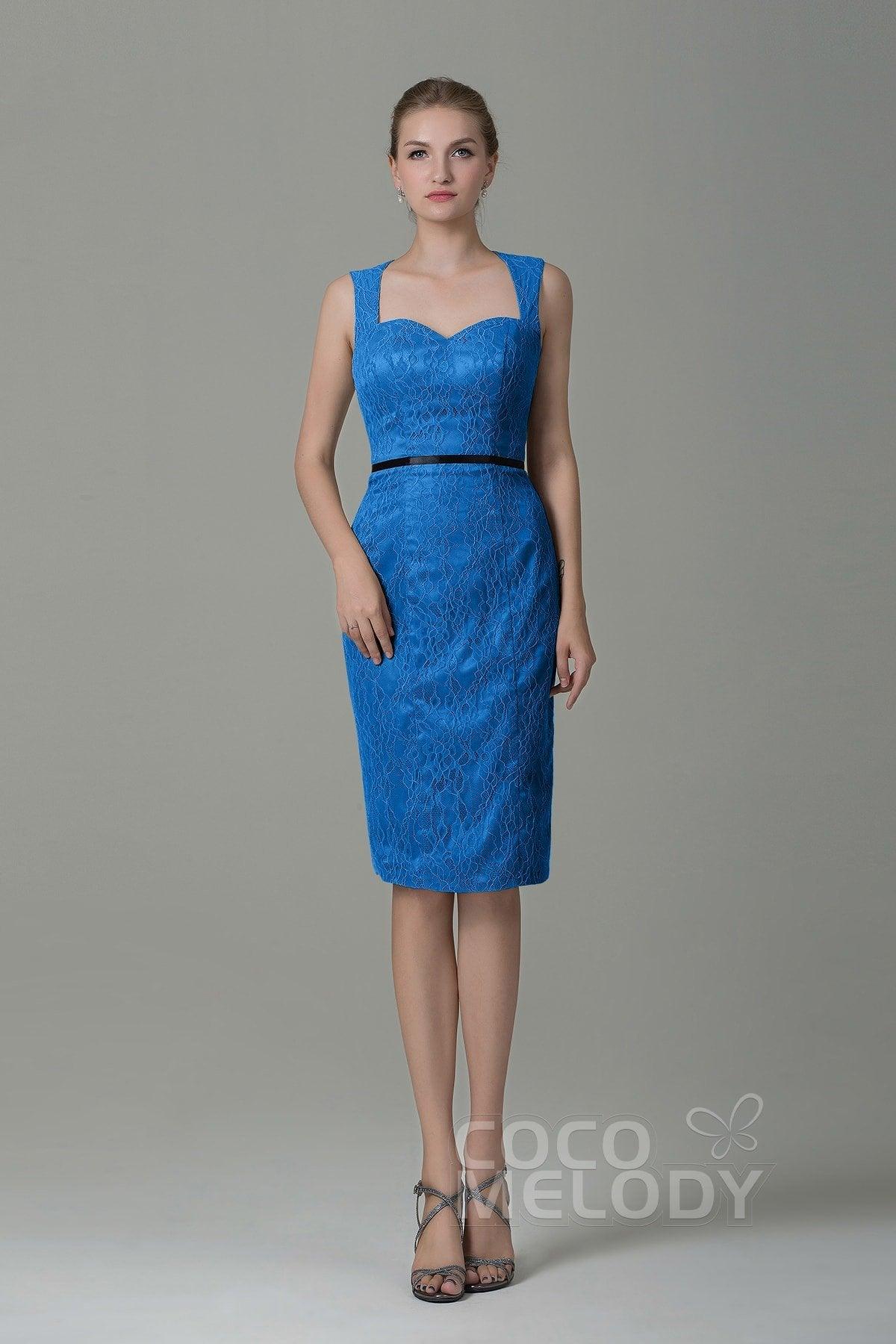 Sheath-Column Knee Length Lace Bridesmaid Dress COZK16011 - COCOMELODY