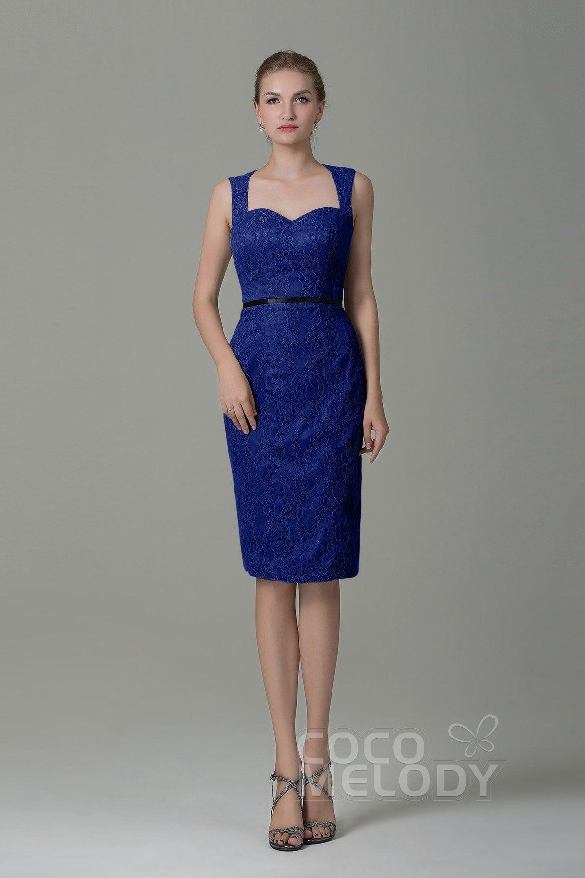 Sheath-Column Knee Length Lace Bridesmaid Dress COZK16011 - COCOMELODY