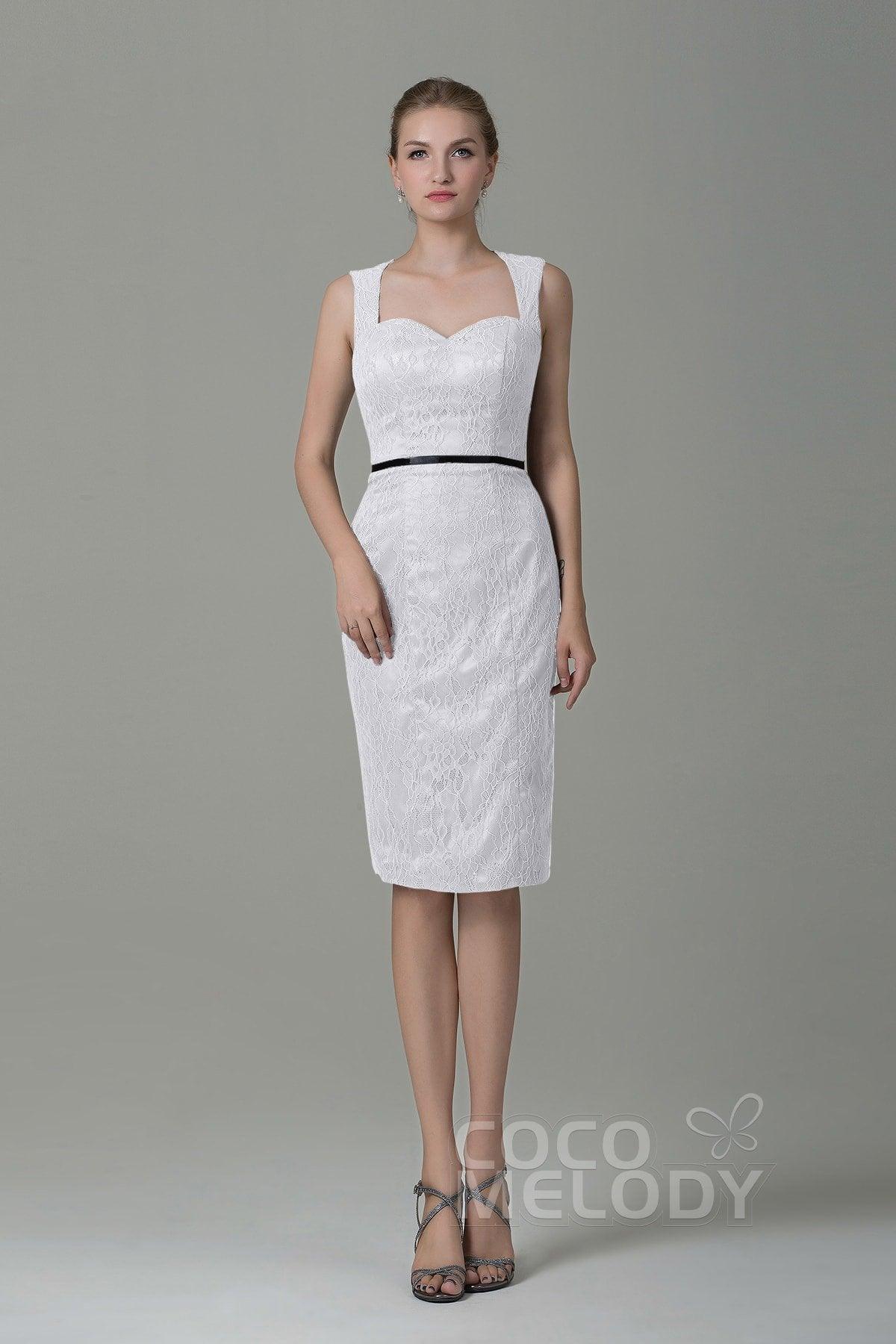 Sheath-Column Knee Length Lace Bridesmaid Dress COZK16011 - COCOMELODY