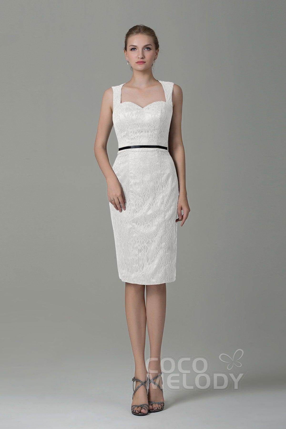 Sheath-Column Knee Length Lace Bridesmaid Dress COZK16011 - COCOMELODY