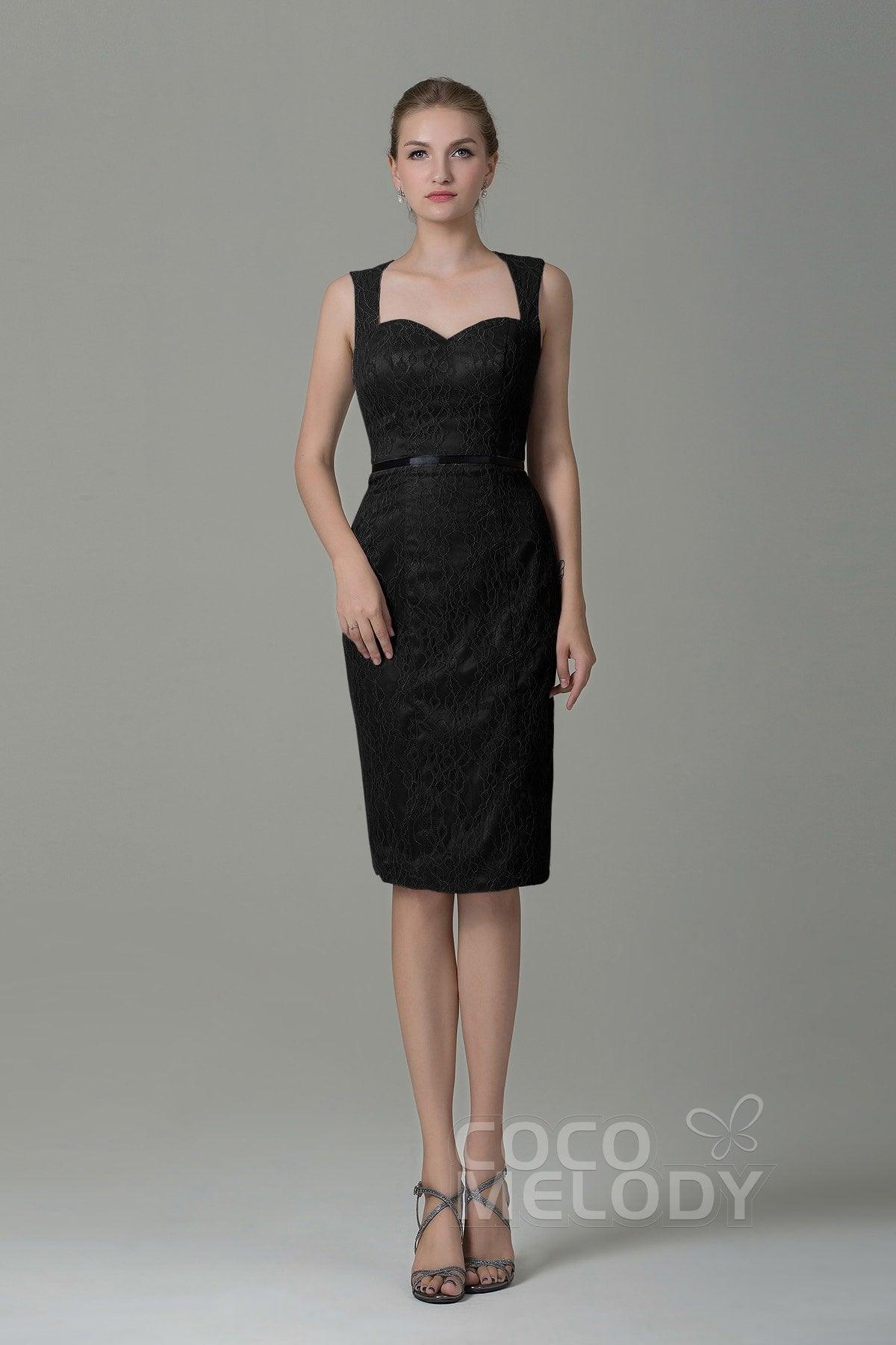 Sheath-Column Knee Length Lace Bridesmaid Dress COZK16011 - COCOMELODY