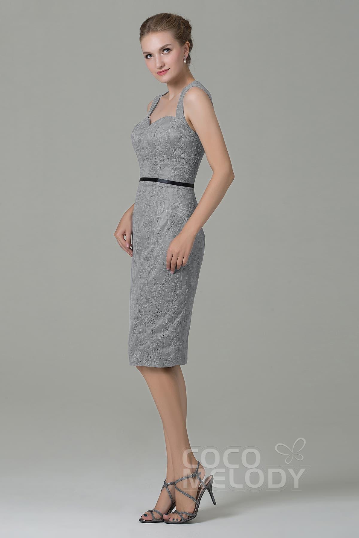 Sheath-Column Knee Length Lace Bridesmaid Dress COZK16011 - COCOMELODY