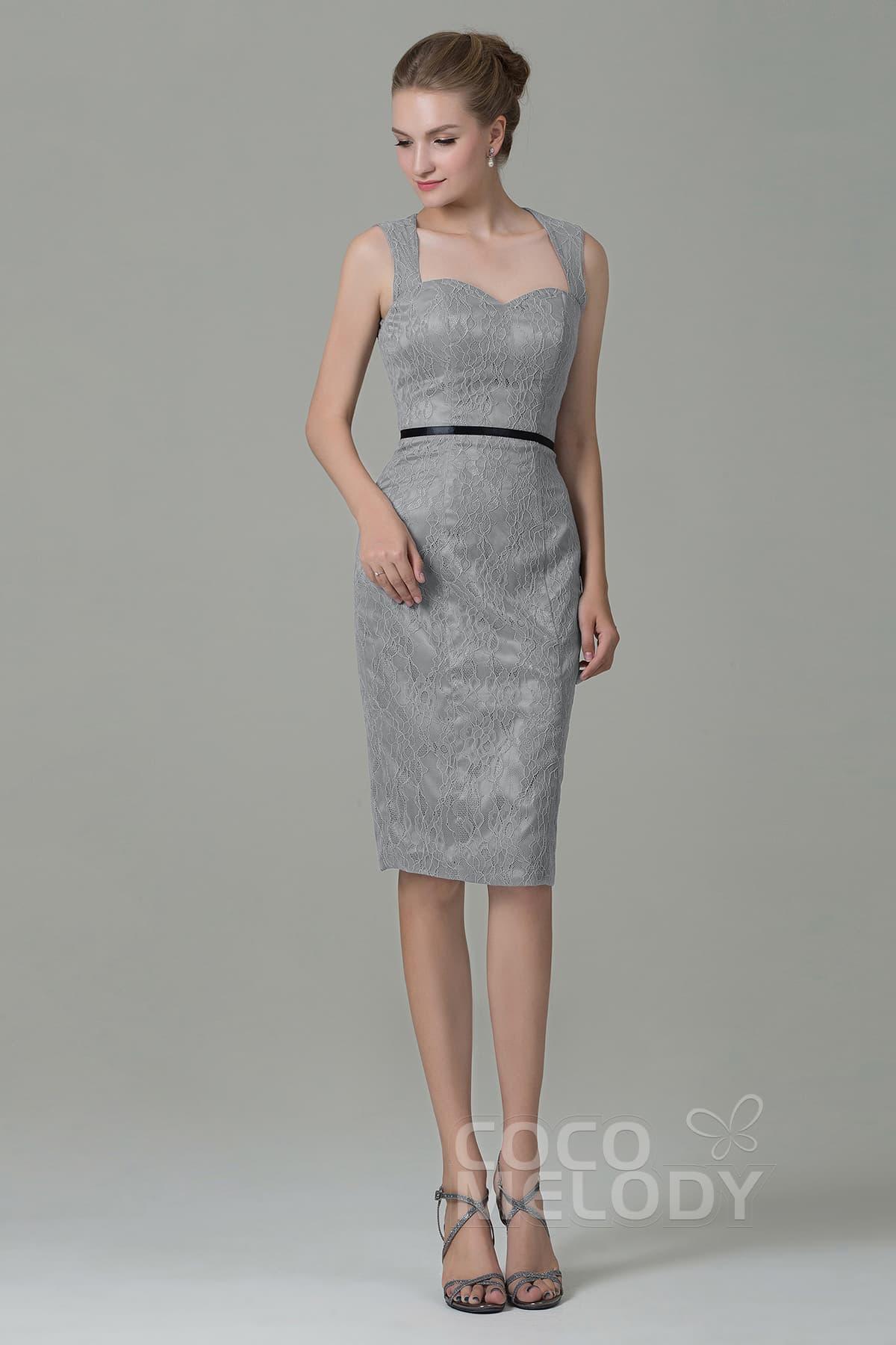 Sheath-Column Knee Length Lace Bridesmaid Dress COZK16011 - COCOMELODY