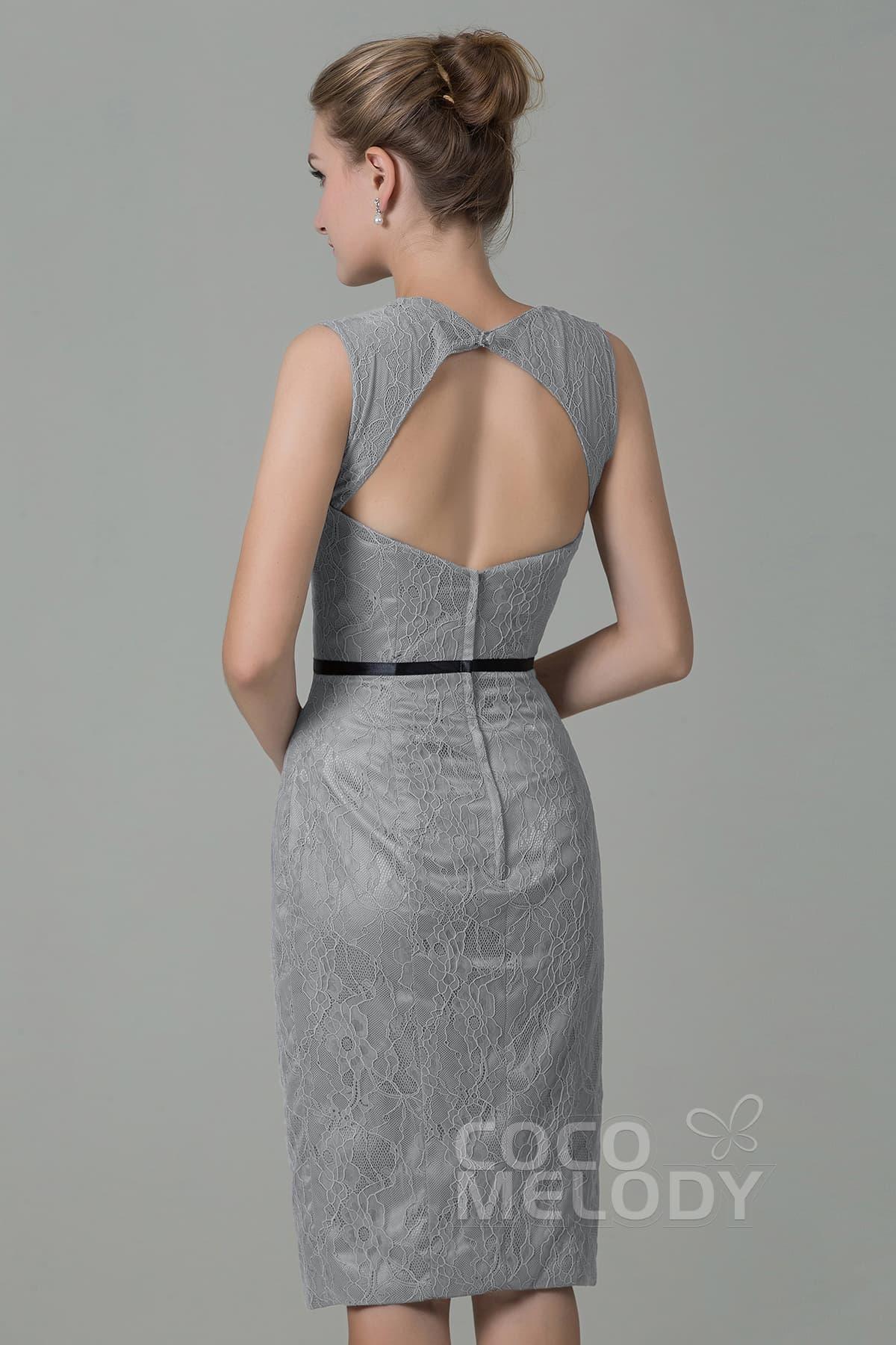 Sheath-Column Knee Length Lace Bridesmaid Dress COZK16011 - COCOMELODY