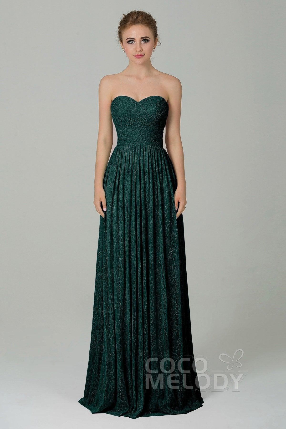 Sheath-Column Floor Length Lace Bridesmaid Dress COZK16013 - COCOMELODY