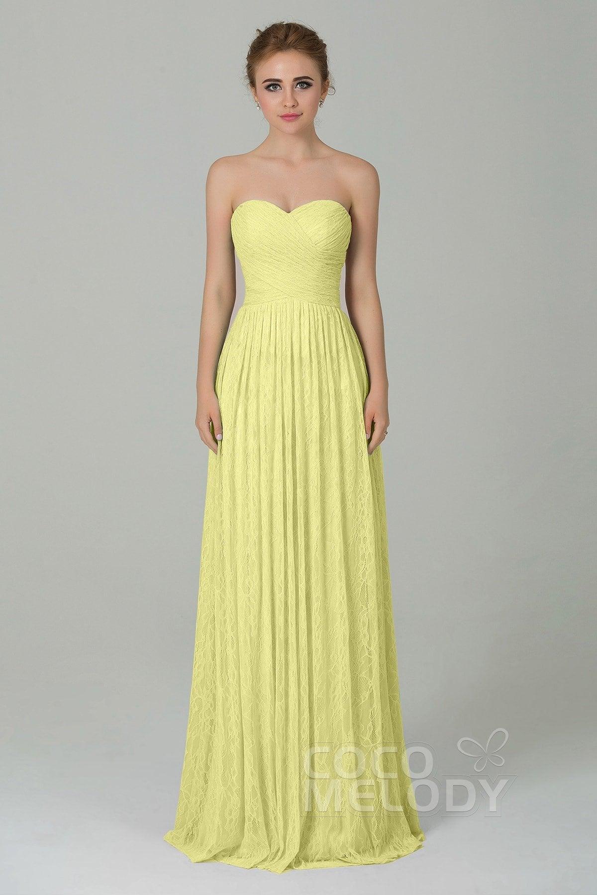Sheath-Column Floor Length Lace Bridesmaid Dress COZK16013 - COCOMELODY