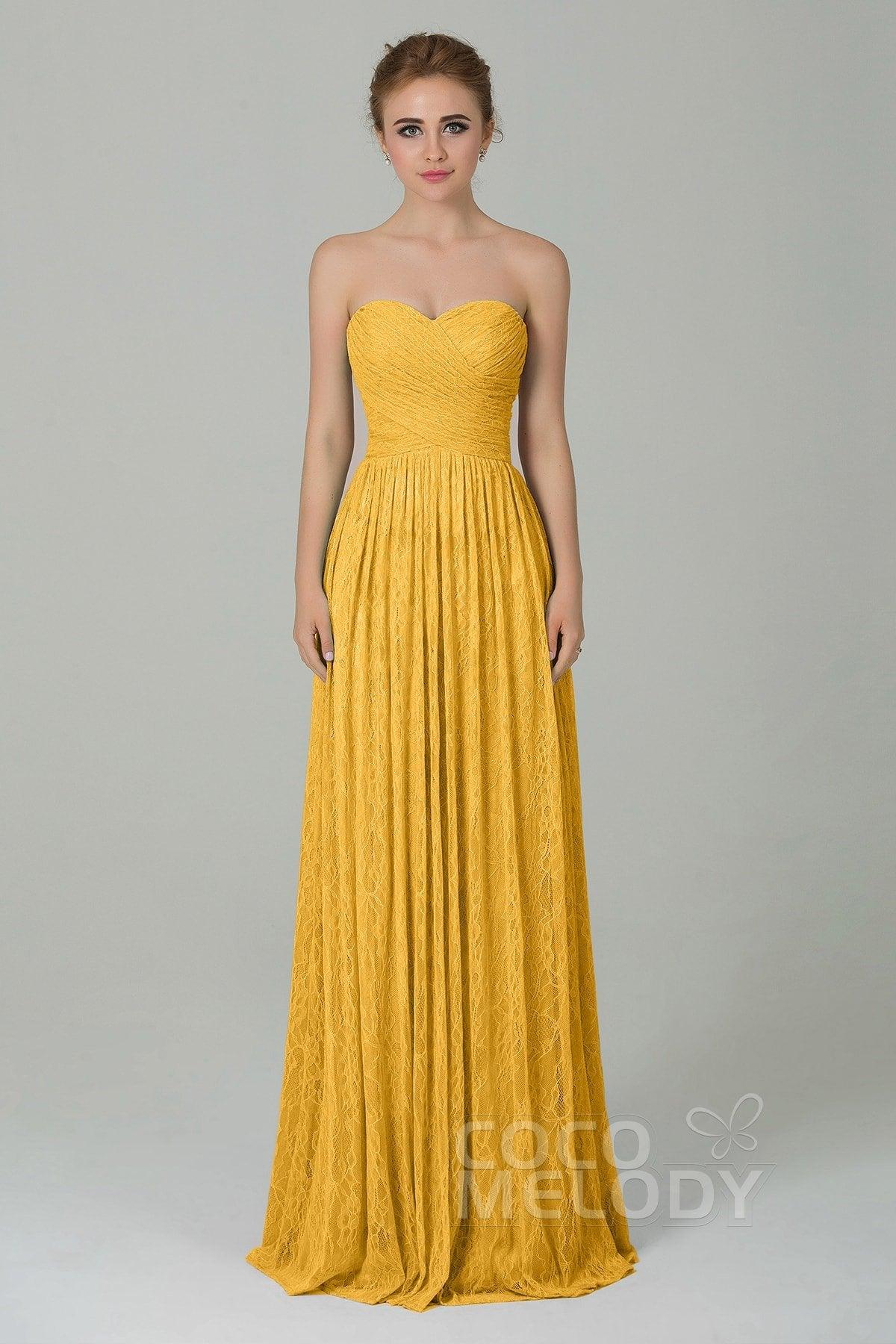 Sheath-Column Floor Length Lace Bridesmaid Dress COZK16013 - COCOMELODY