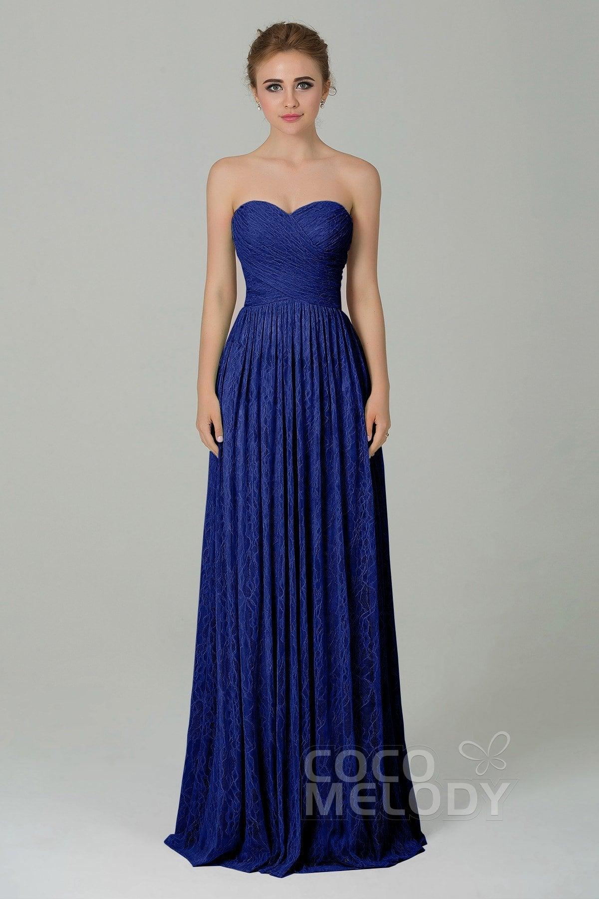 Sheath-Column Floor Length Lace Bridesmaid Dress COZK16013 - COCOMELODY