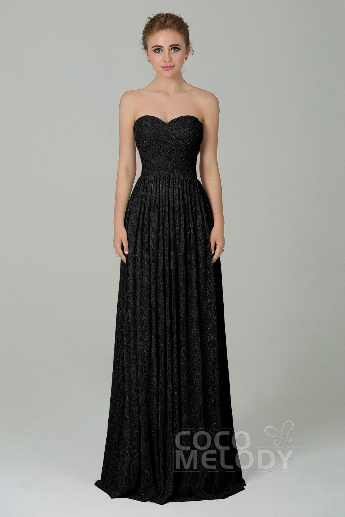 Sheath-Column Floor Length Lace Bridesmaid Dress COZK16013 - COCOMELODY