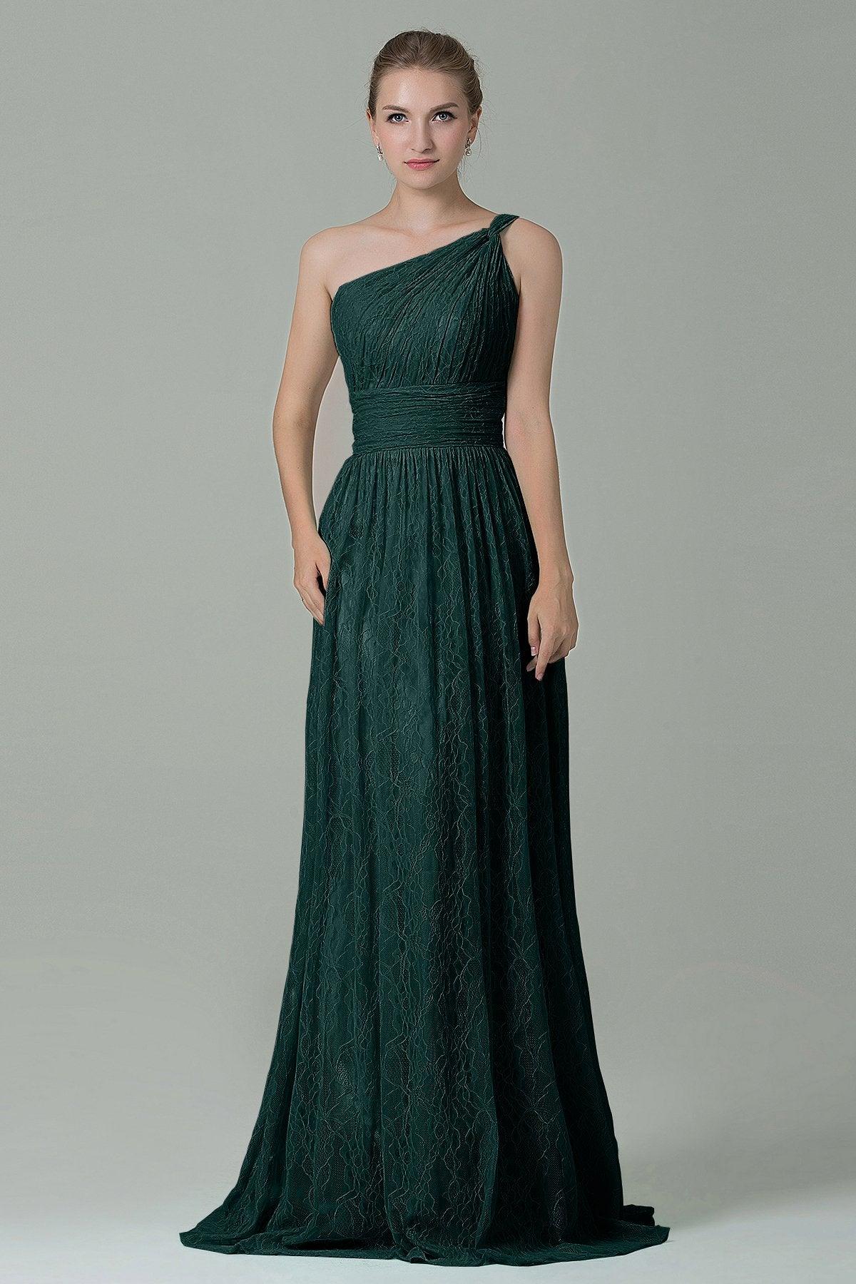 Sheath-Column Floor Length Lace Bridesmaid Dress COZK16014 - COCOMELODY