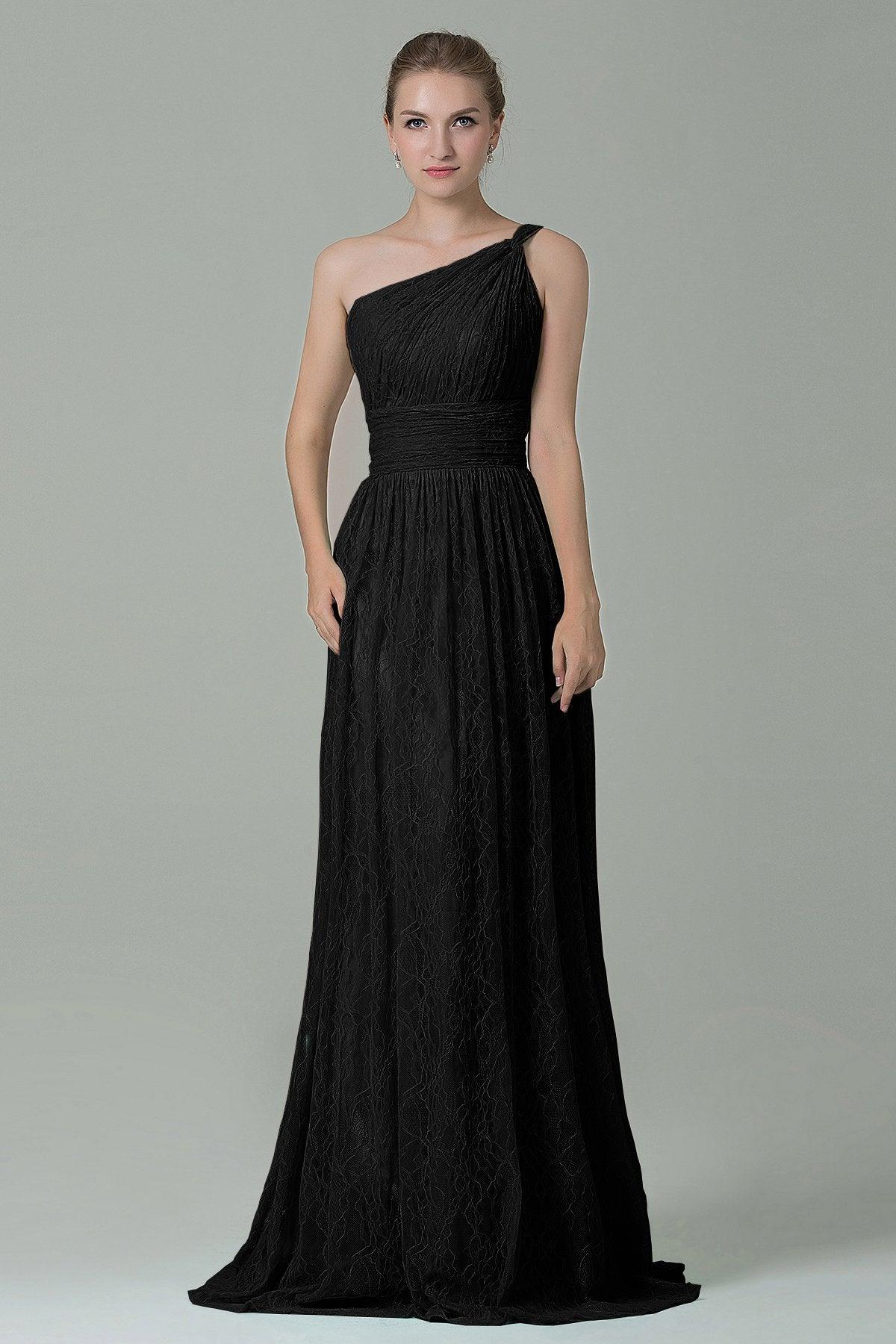 Sheath-Column Floor Length Lace Bridesmaid Dress COZK16014 - COCOMELODY