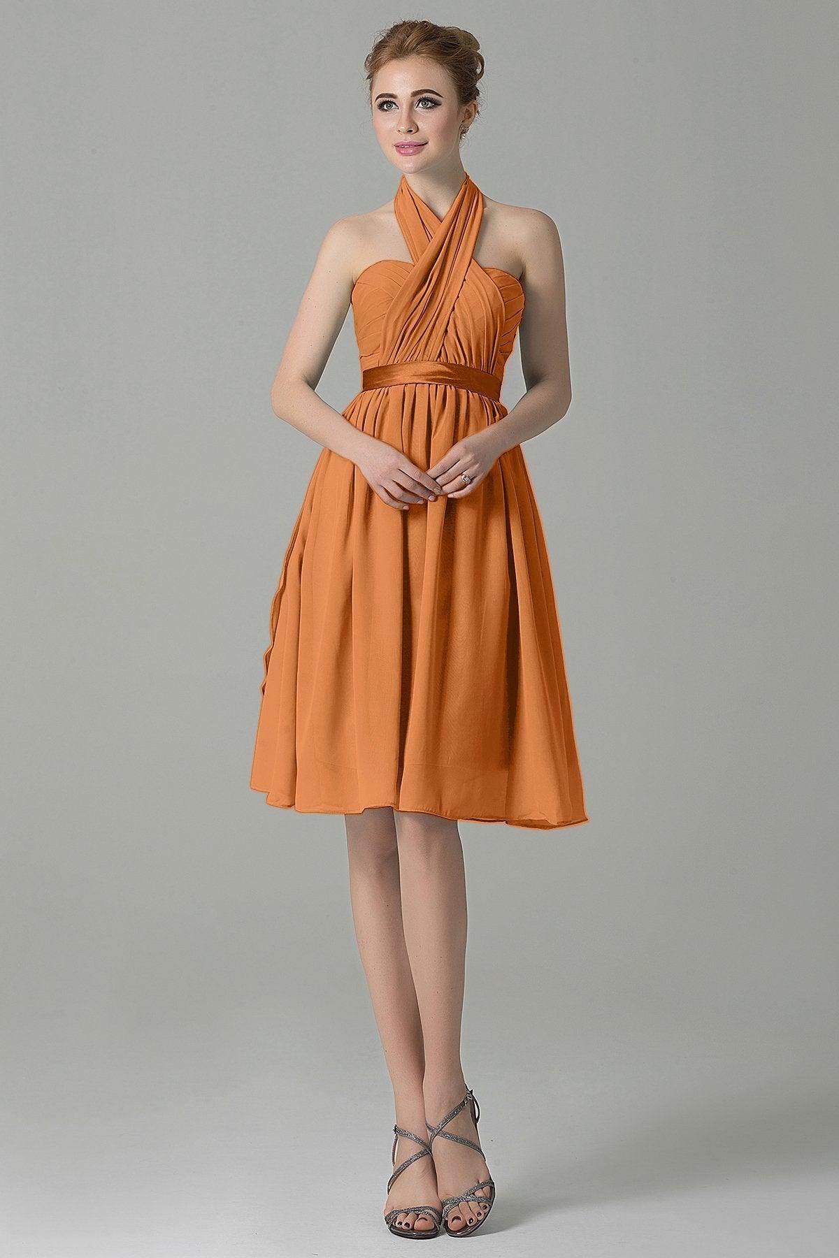 A-Line Knee Length Chiffon Bridesmaid Dress COZM14050 - COCOMELODY