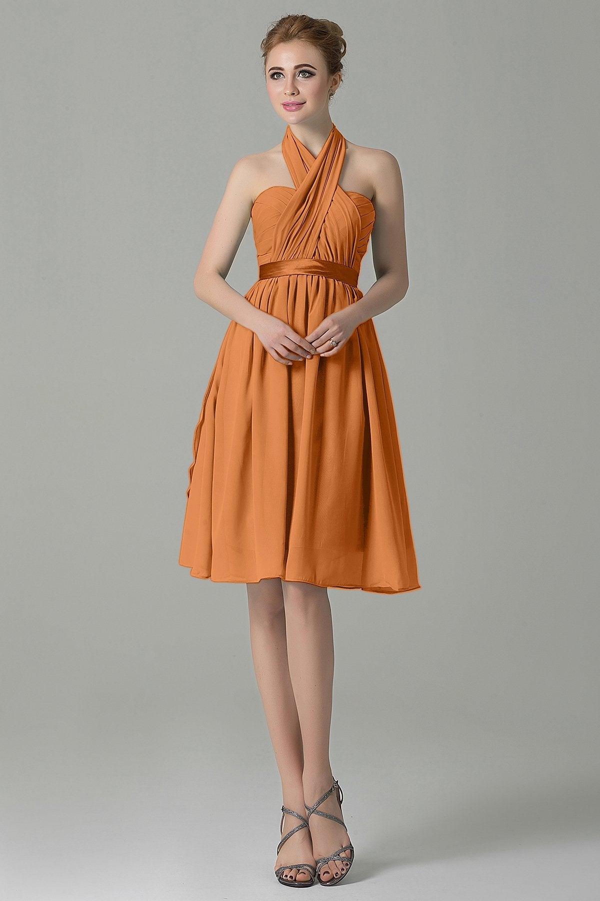 A-Line Knee Length Chiffon Bridesmaid Dress COZM14050 - COCOMELODY