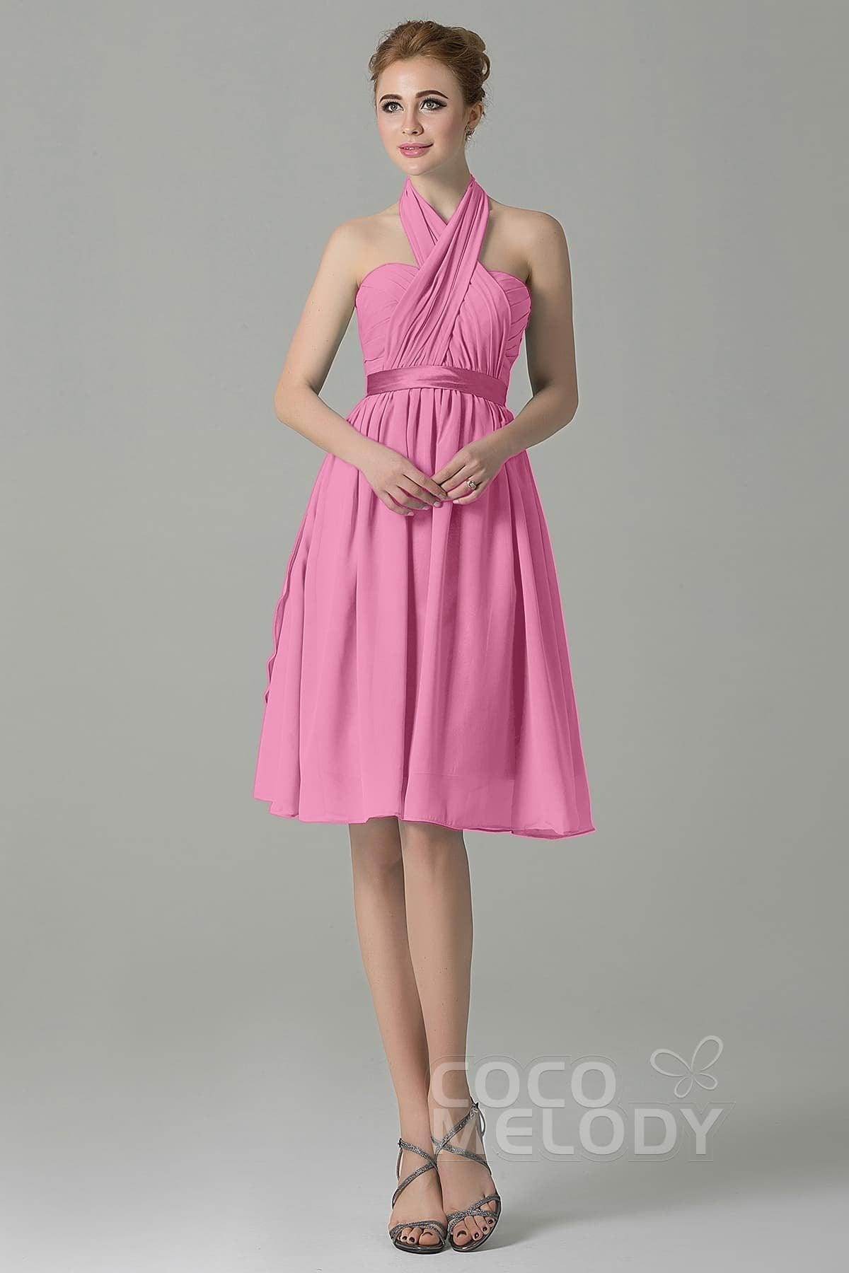 A-Line Knee Length Chiffon Bridesmaid Dress COZM14050 - COCOMELODY