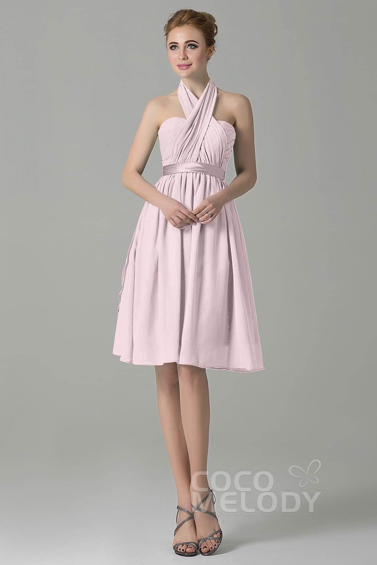 A-Line Knee Length Chiffon Bridesmaid Dress COZM14050 - COCOMELODY