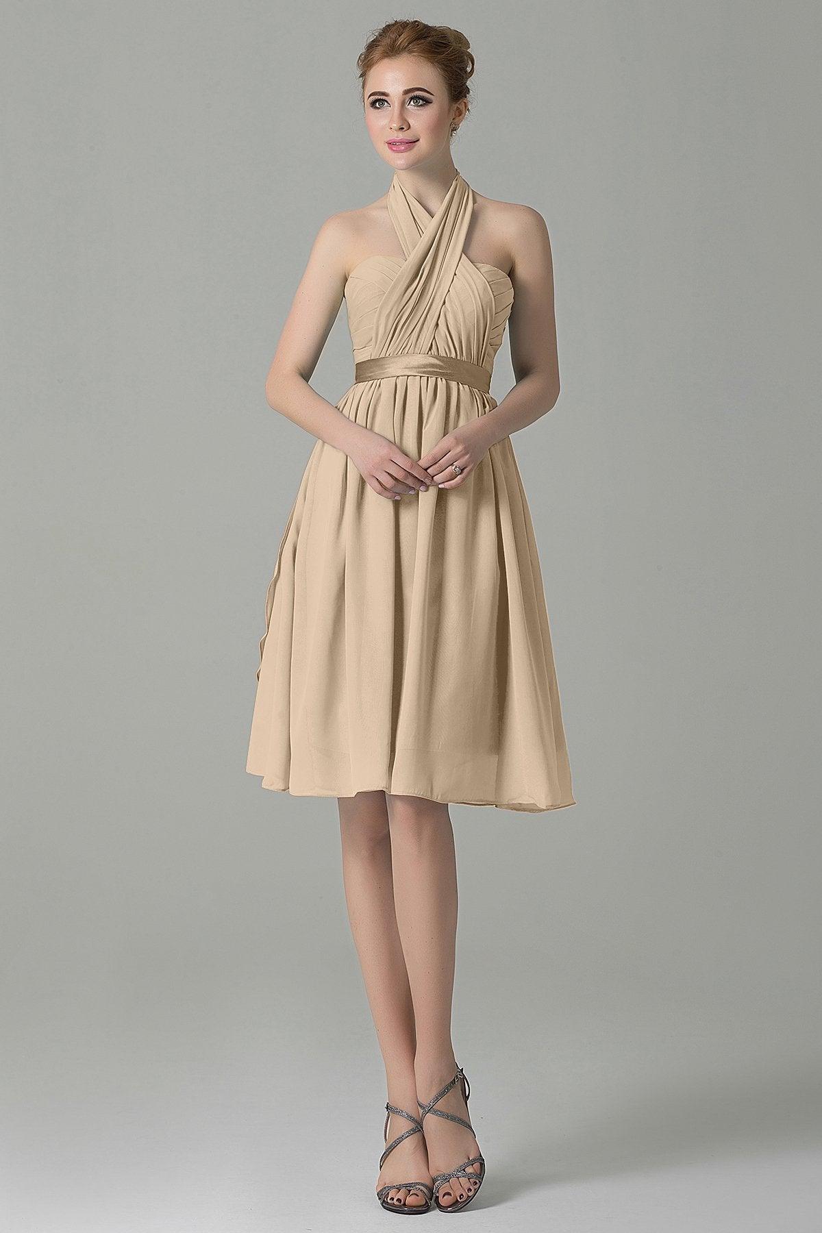 A-Line Knee Length Chiffon Bridesmaid Dress COZM14050 - COCOMELODY