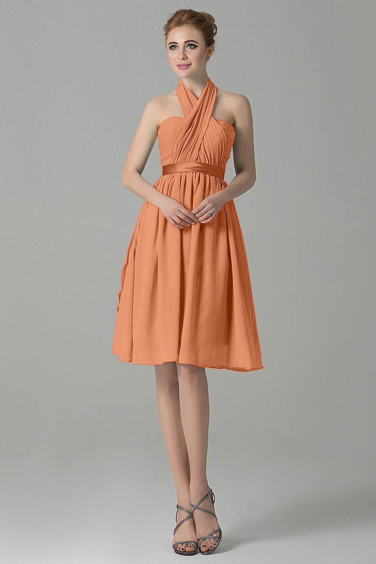 A-Line Knee Length Chiffon Bridesmaid Dress COZM14050 - COCOMELODY