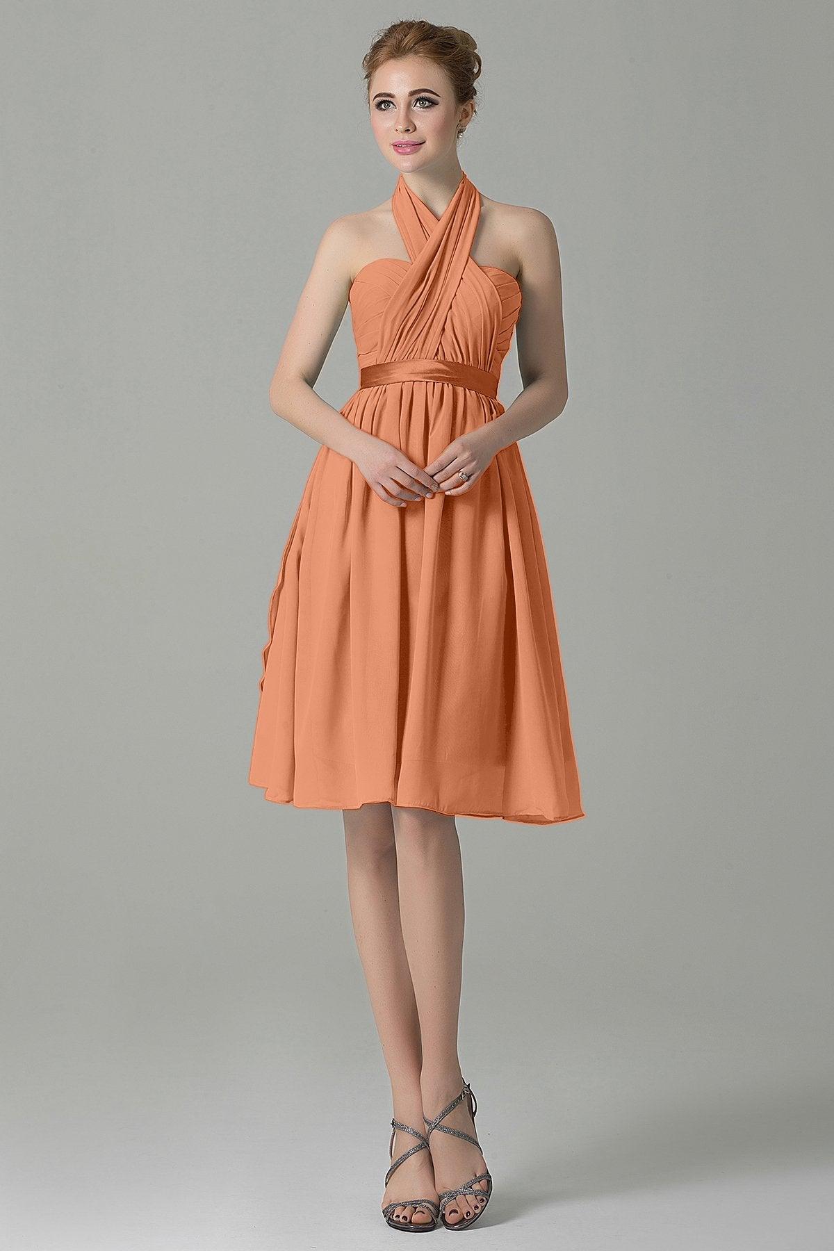 A-Line Knee Length Chiffon Bridesmaid Dress COZM14050 - COCOMELODY