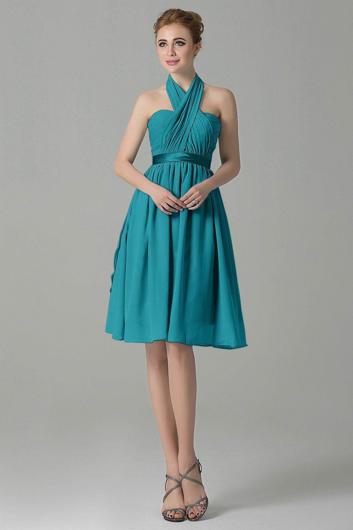 A-Line Knee Length Chiffon Bridesmaid Dress COZM14050 - COCOMELODY