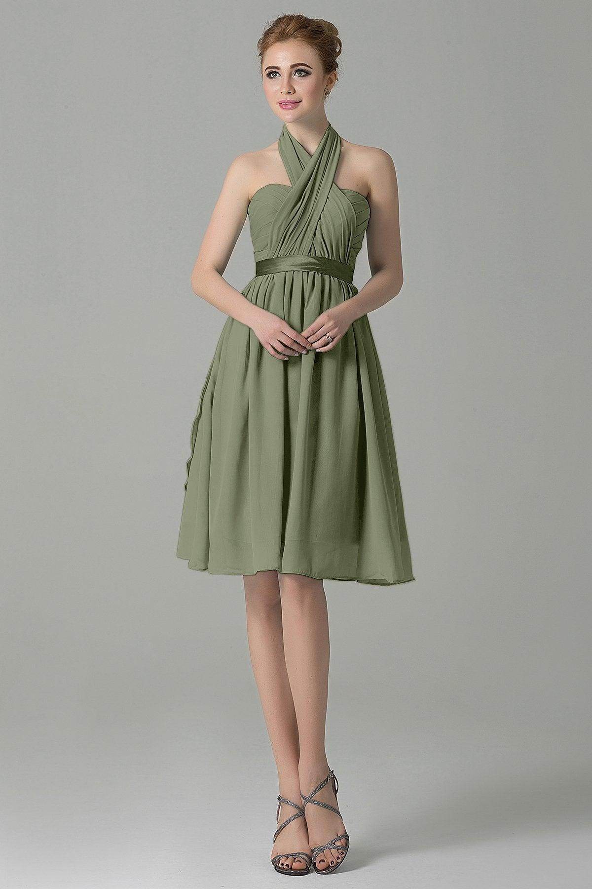 A-Line Knee Length Chiffon Bridesmaid Dress COZM14050 - COCOMELODY