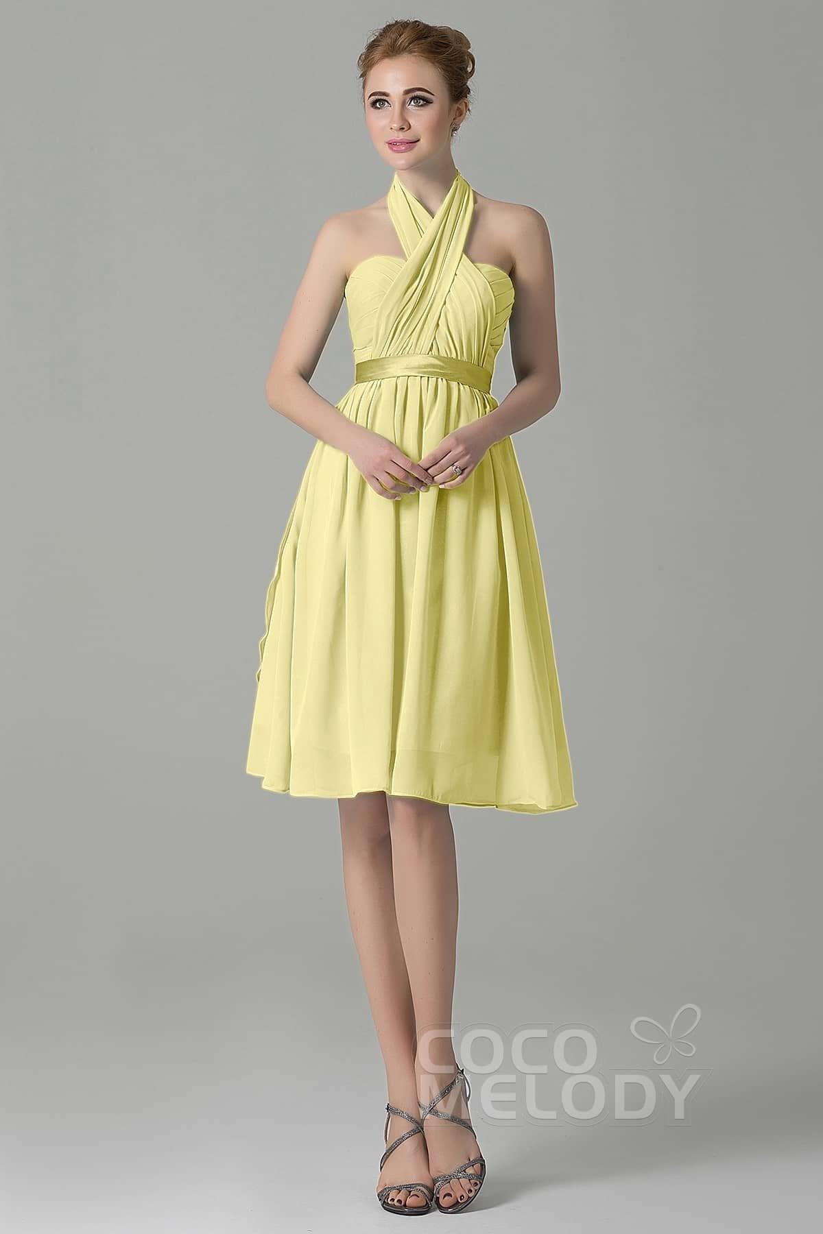 A-Line Knee Length Chiffon Bridesmaid Dress COZM14050 - COCOMELODY