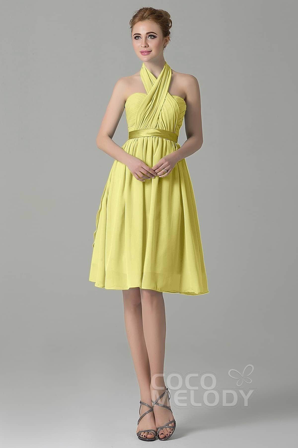 A-Line Knee Length Chiffon Bridesmaid Dress COZM14050 - COCOMELODY