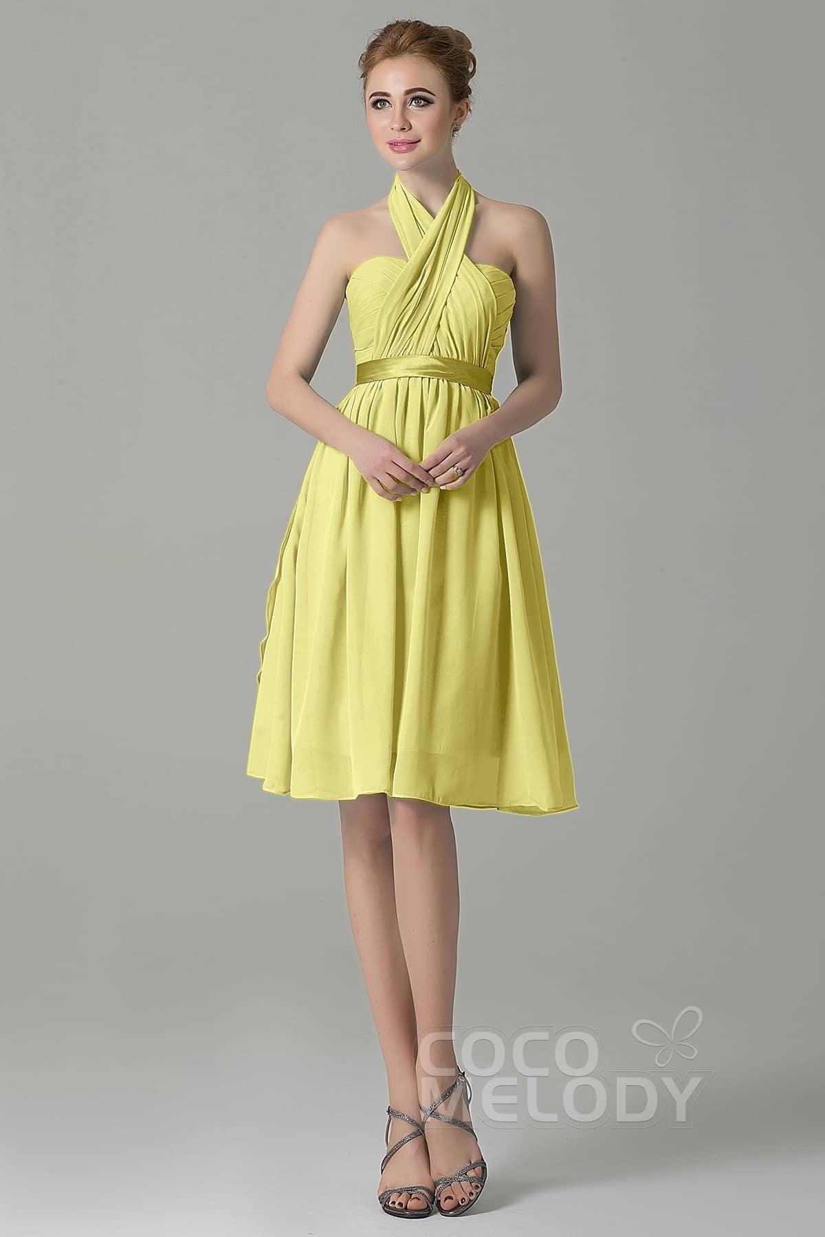 A-Line Knee Length Chiffon Bridesmaid Dress COZM14050 - COCOMELODY