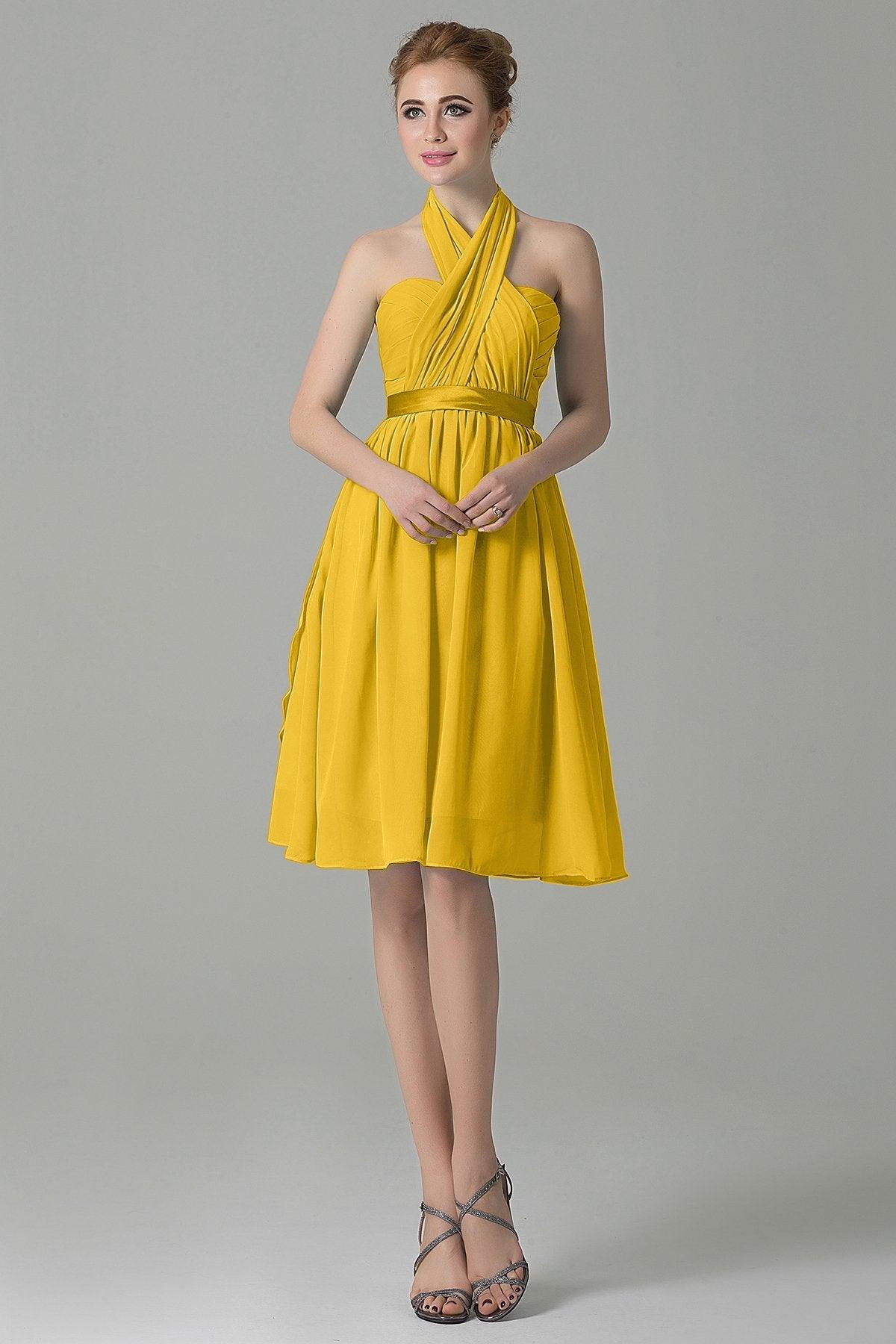 A-Line Knee Length Chiffon Bridesmaid Dress COZM14050 - COCOMELODY