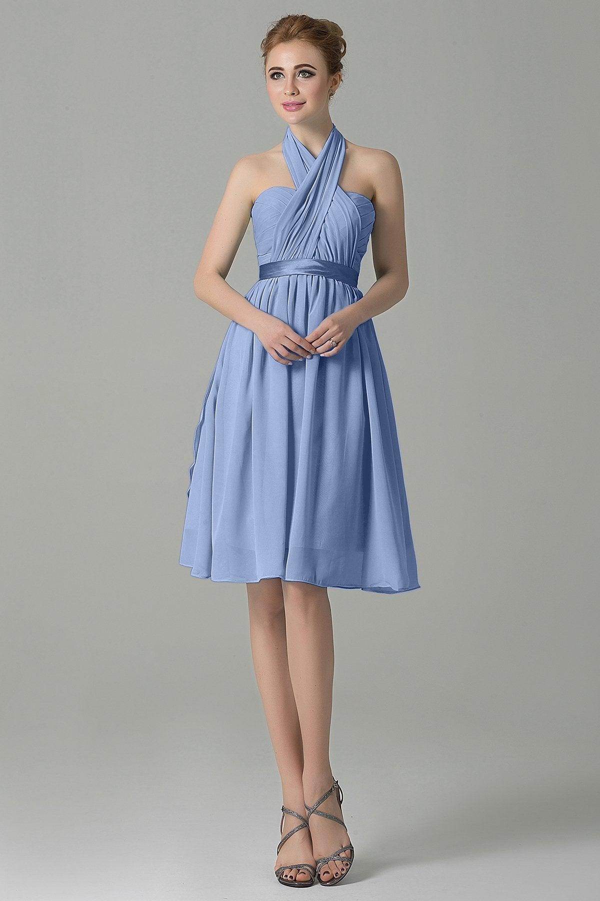 A-Line Knee Length Chiffon Bridesmaid Dress COZM14050 - COCOMELODY