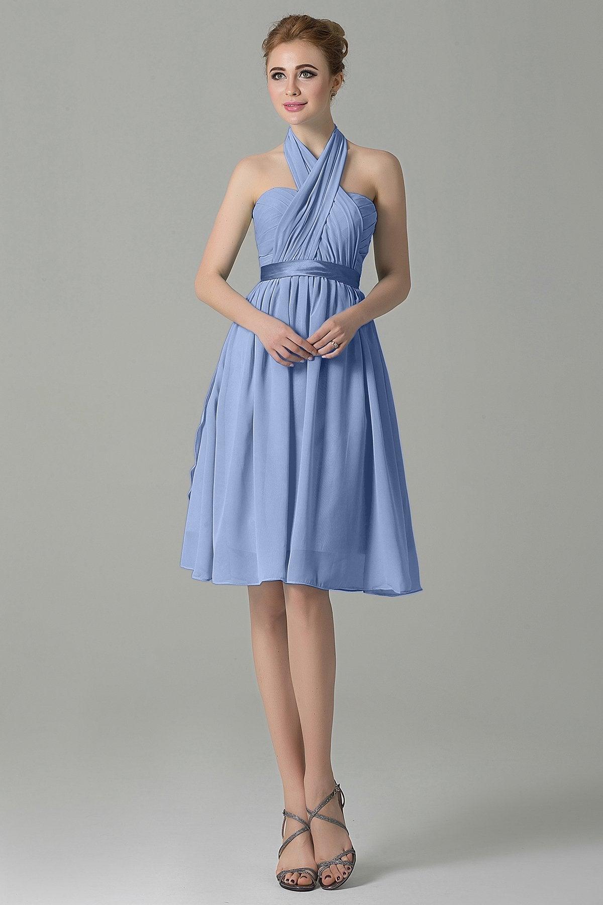 A-Line Knee Length Chiffon Bridesmaid Dress COZM14050 - COCOMELODY