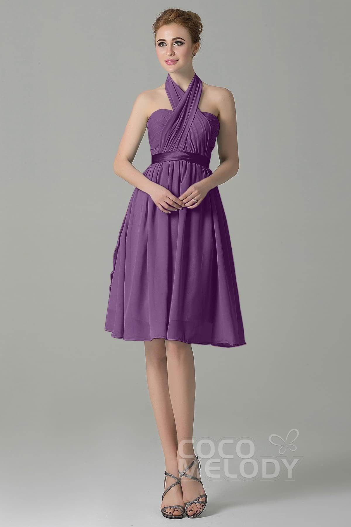 A-Line Knee Length Chiffon Bridesmaid Dress COZM14050 - COCOMELODY
