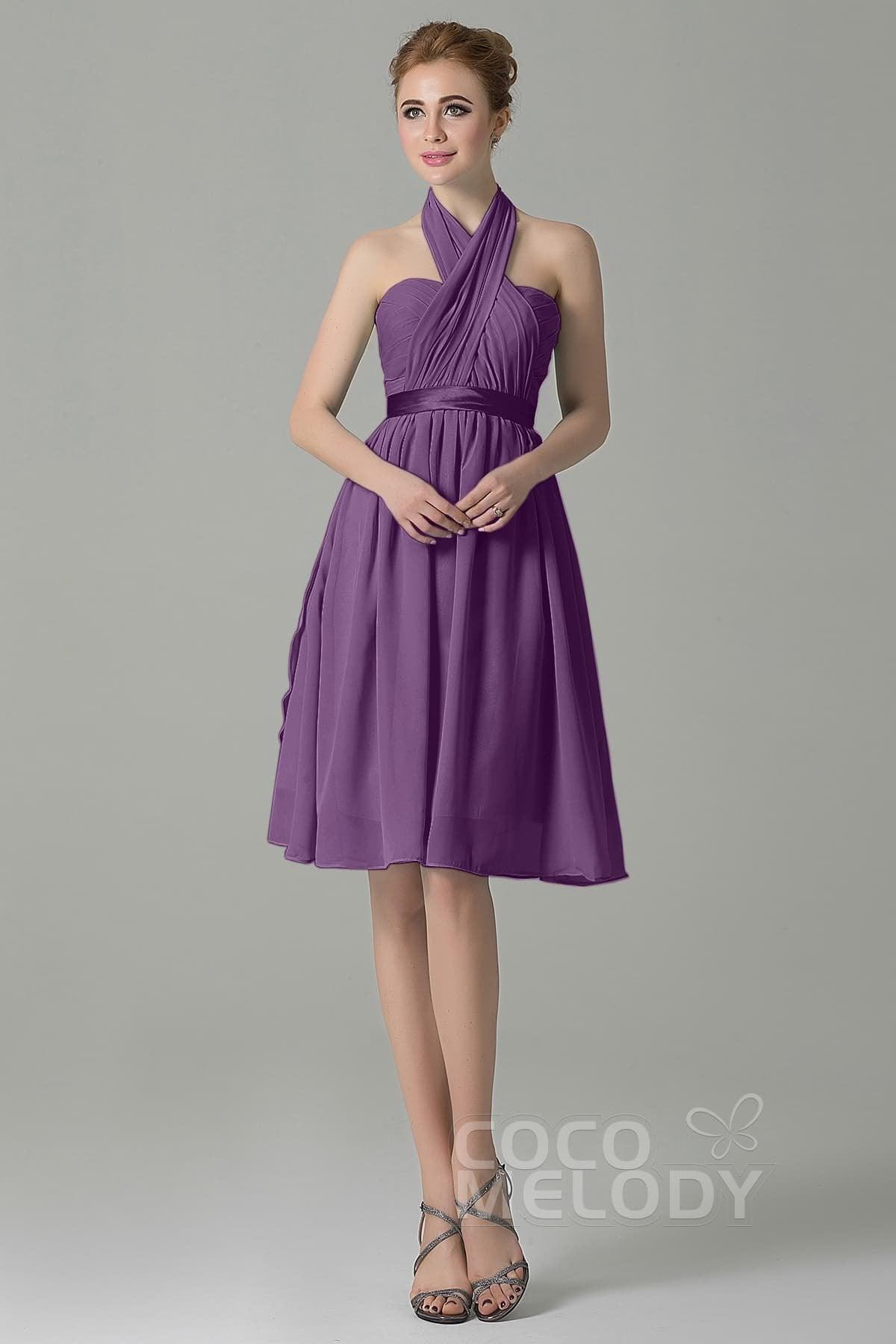 A-Line Knee Length Chiffon Bridesmaid Dress COZM14050 - COCOMELODY