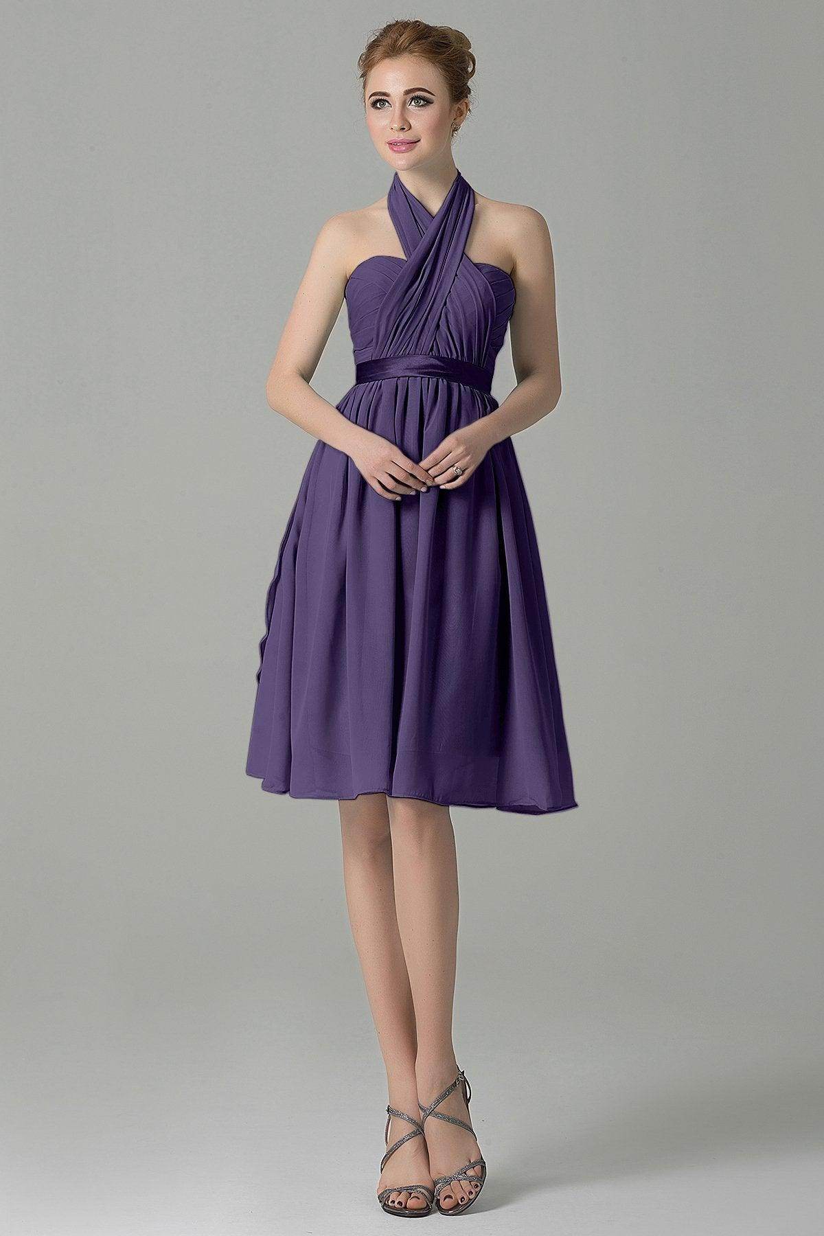 A-Line Knee Length Chiffon Bridesmaid Dress COZM14050 - COCOMELODY